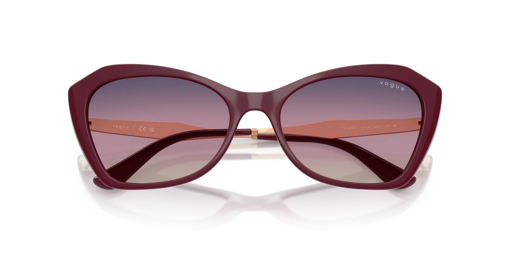 VOGUE EYEWEAR VO5626S 2875U6 Occhiali da sole Nylon Rosso Marrone Geometrica Normale Sfumato - immagine 2