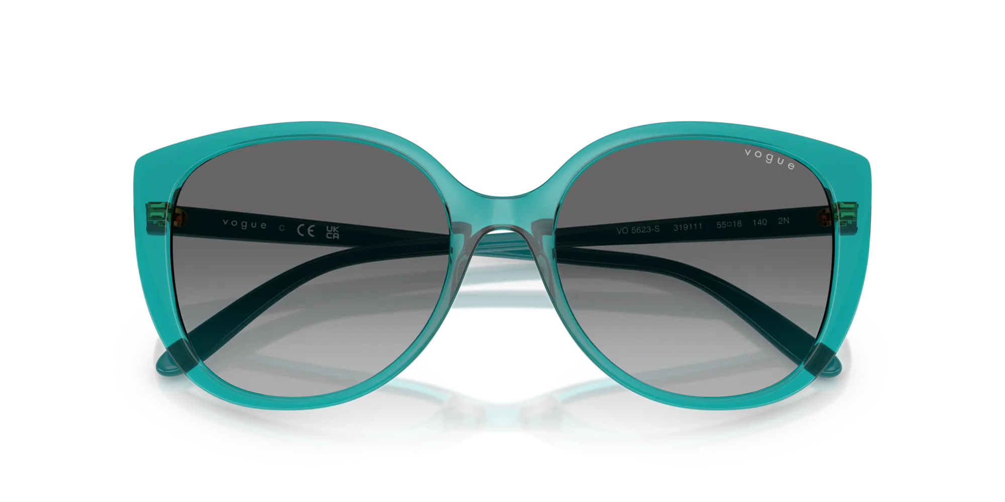 VOGUE EYEWEAR VO5623S 319111 Occhiali da sole Nylon Verde Grigio Farfalla Normale Sfumato - immagine 2