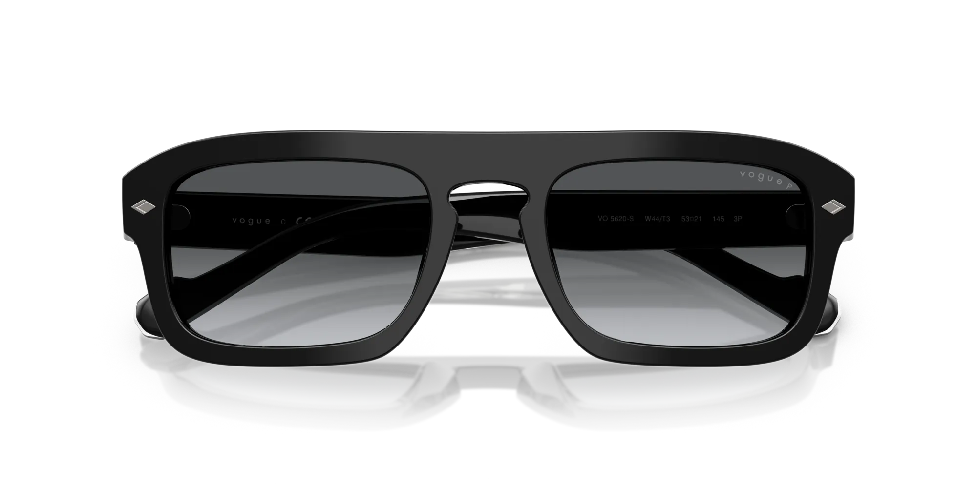VOGUE EYEWEAR VO5620S W44/T3 Occhiali da sole Acetato Nero Grigio Geometrica Polarizzata Sfumato - immagine 2