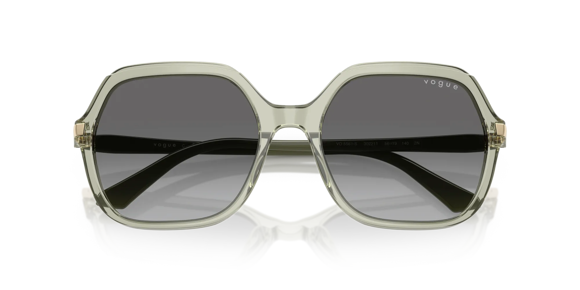 VOGUE EYEWEAR VO5561S 302211 Occhiali da sole Acetato Verde Grigio Squadrata Normale Sfumato - immagine 2