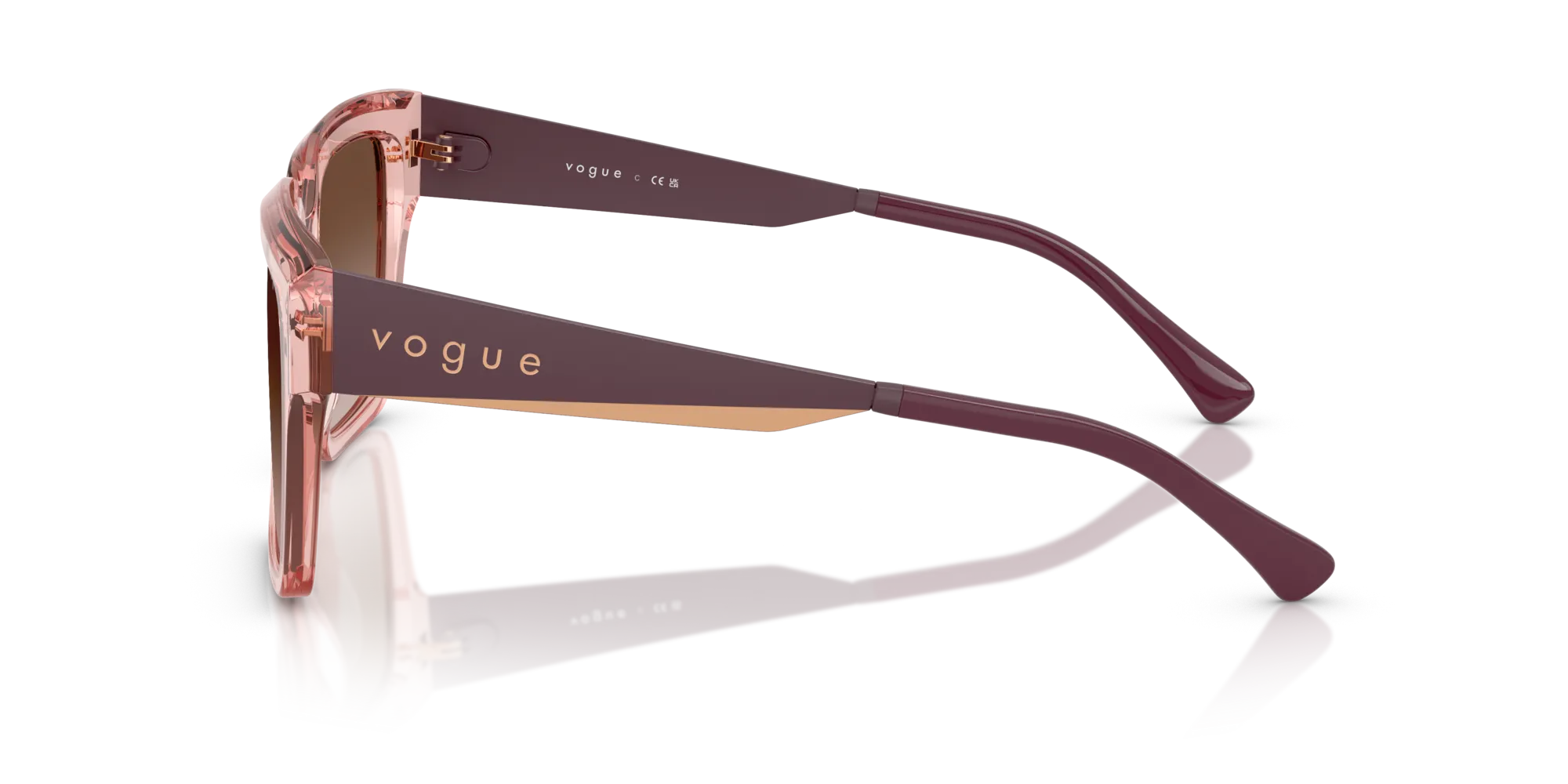 VOGUE EYEWEAR VO5553S 286413 Occhiali da sole Acetato Rosa Marrone Squadrata Normale Sfumato - immagine 4
