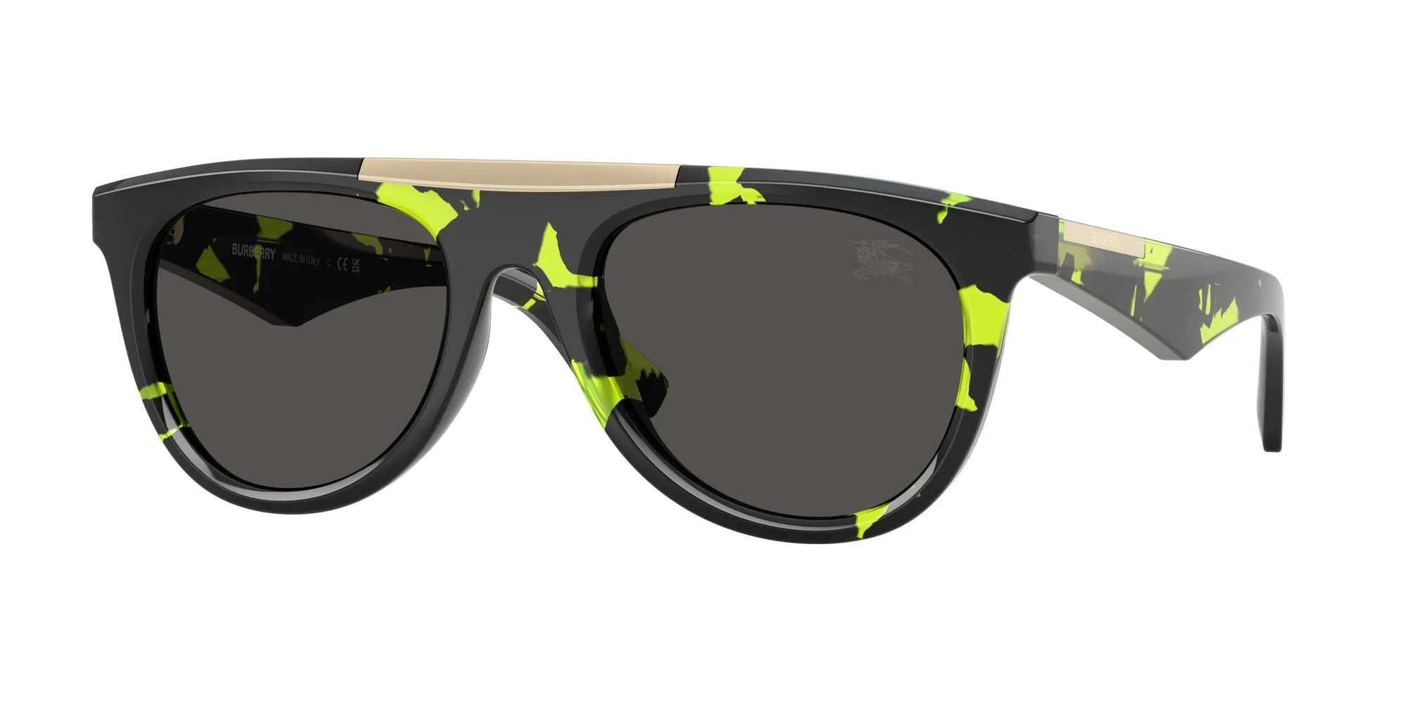 Burberry BE4452U 412487 Occhiali da sole Iniettato Verde Grigio Pilot Normale - immagine 1