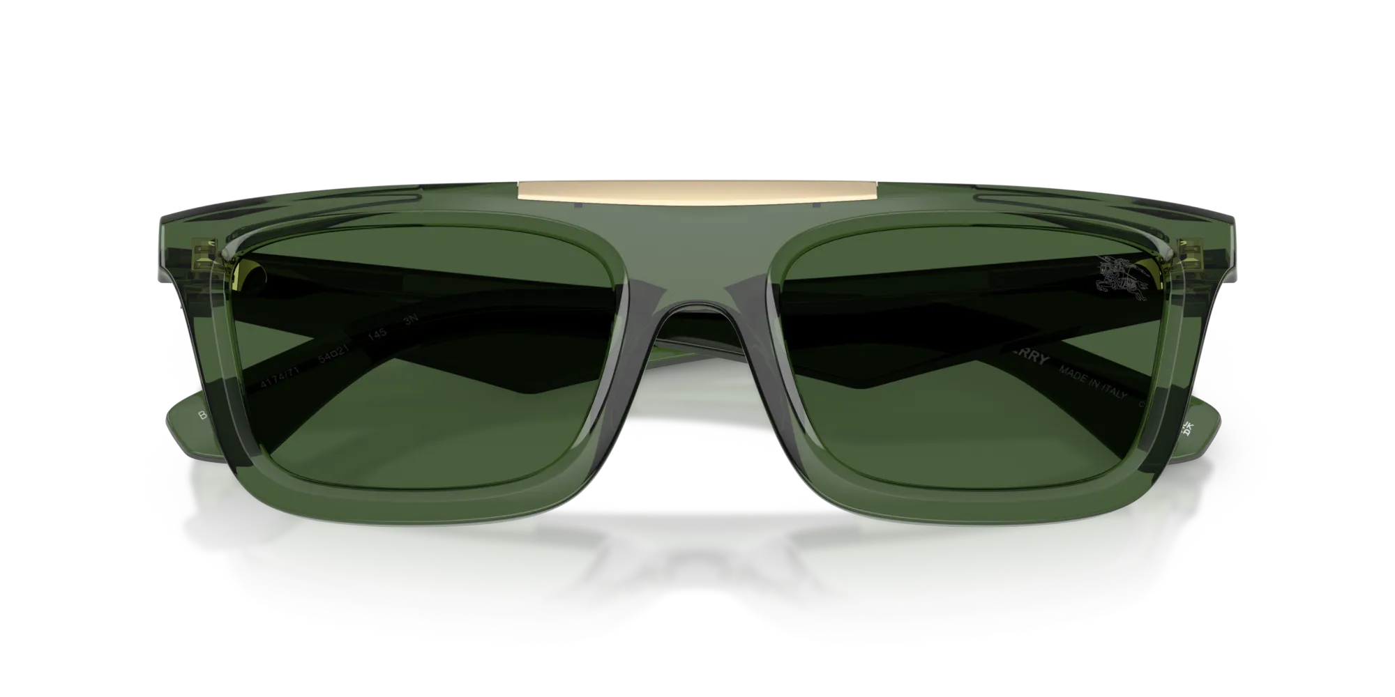Burberry BE4451U 417471 Occhiali da sole Iniettato Verde Verde Squadrata Normale - immagine 2