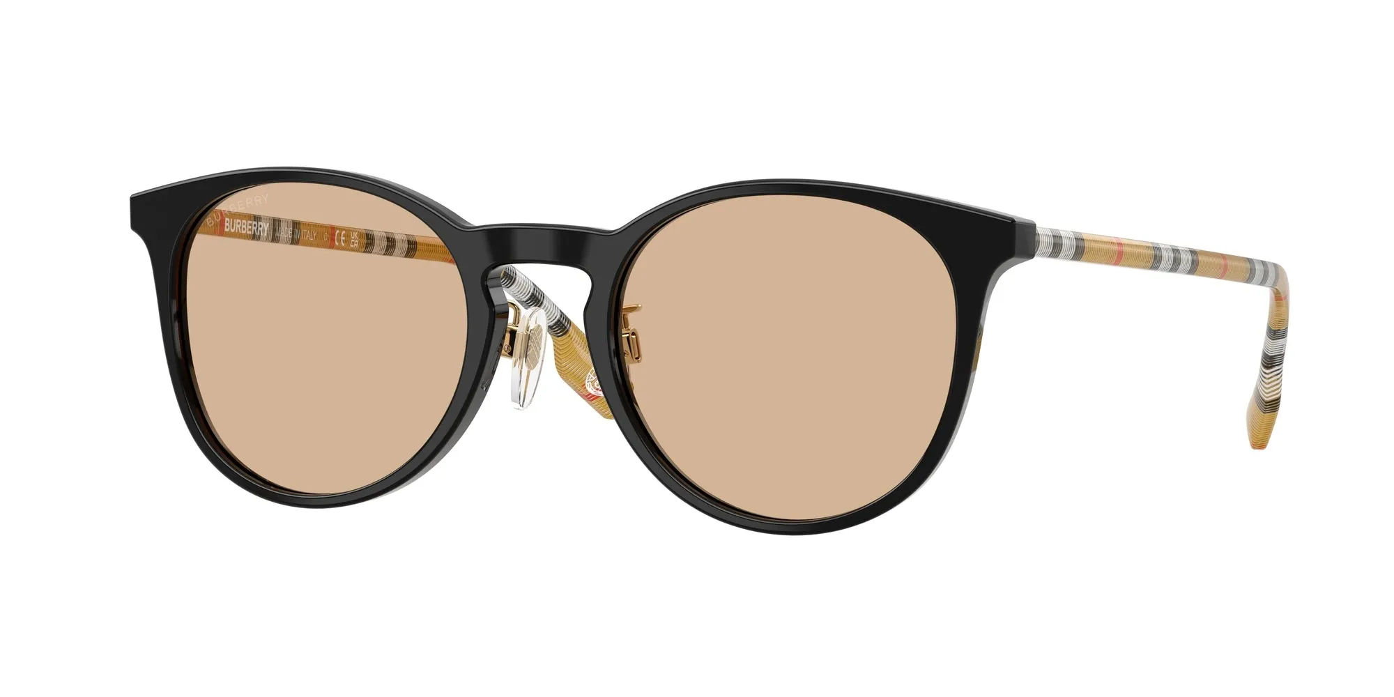 Burberry BE4380D 385373 Occhiali da sole Acetato Nero Marrone Rotonda Normale - immagine 1