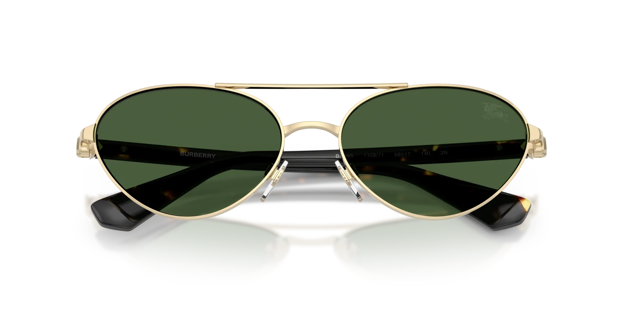 Burberry BE3165 110971 Occhiali da sole Metallo Oro Verde Geometrica Normale - immagine 2