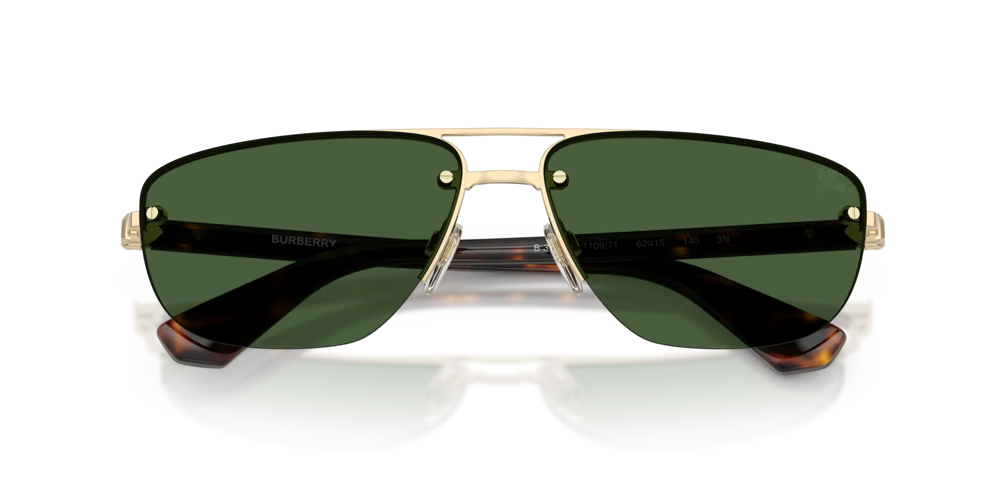 Burberry BE3164 110971 Occhiali da sole Metallo Oro Verde Geometrica Normale - immagine 2