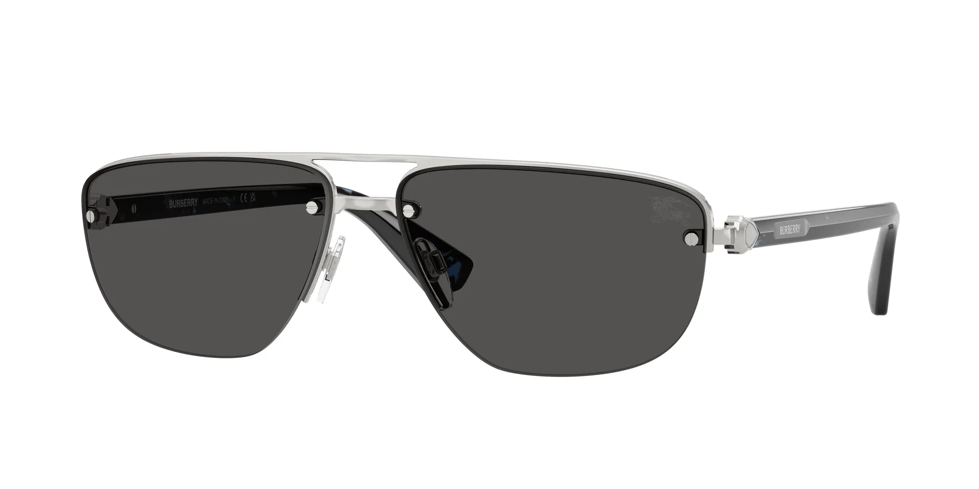 Burberry BE3164 100587 Occhiali da sole Metallo Argento Grigio Geometrica Normale - immagine 1