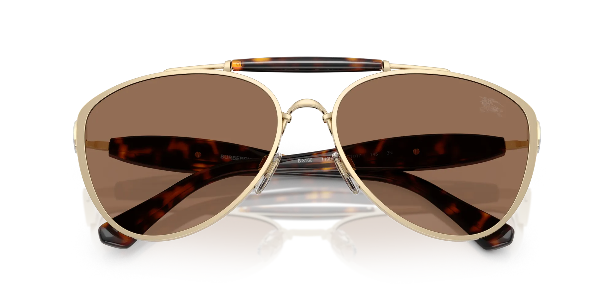 Burberry BE3160 110973 Occhiali da sole Metallo Oro Marrone Pilot Normale - immagine 2