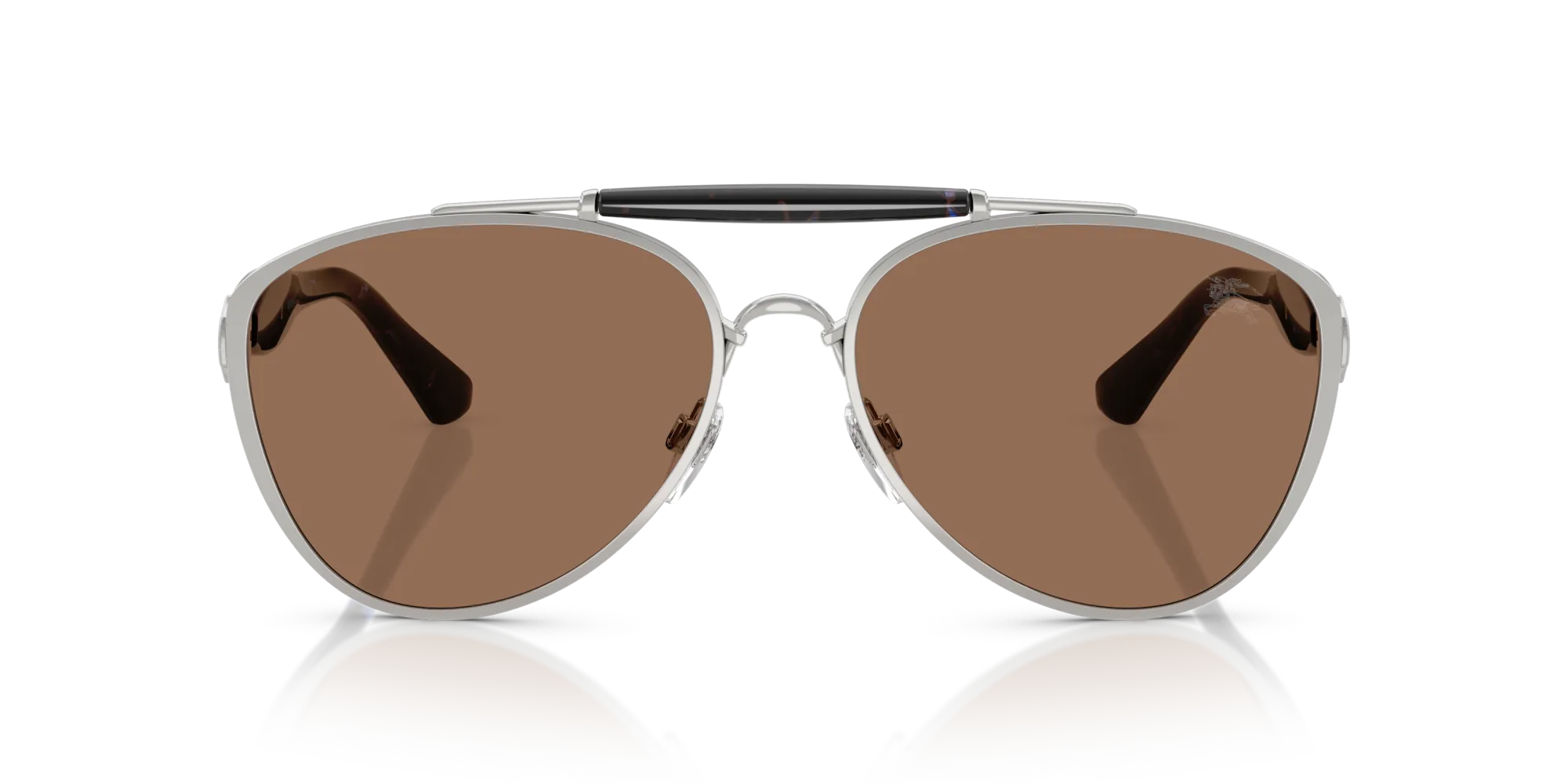 Burberry BE3160 100573 Occhiali da sole Metallo Argento Marrone Pilot Normale - immagine 3