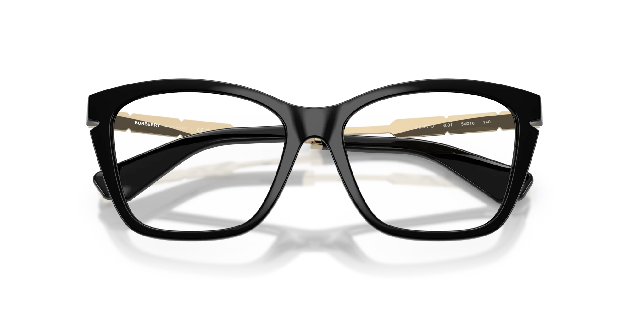 Burberry BE2427U 3001 Montature da vista Iniettato Nero Cat Eye Normale - immagine 2