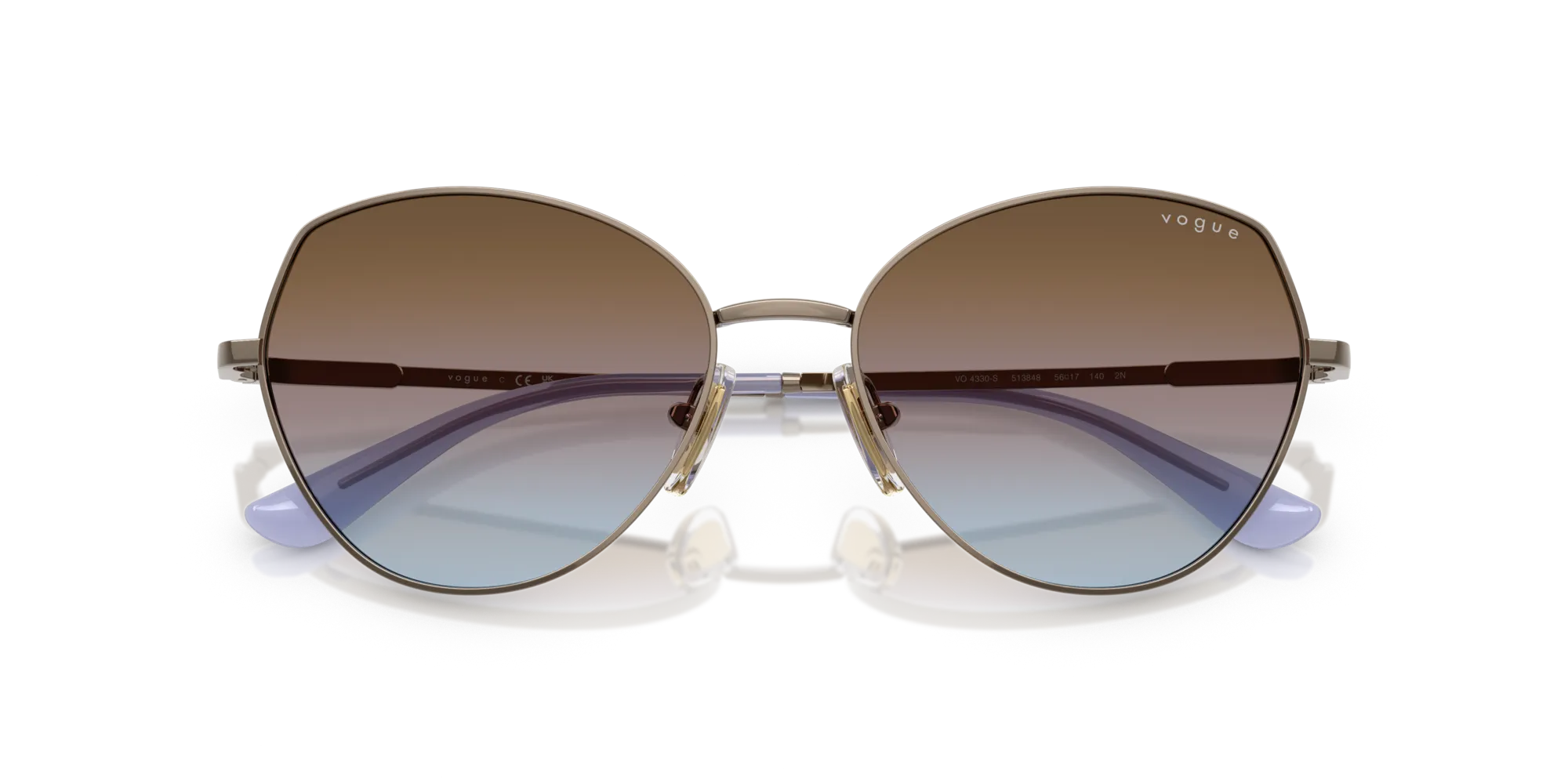 VOGUE EYEWEAR VO4330S 513848 Occhiali da sole Metallo Marrone Blu Geometrica Normale Sfumato - immagine 2