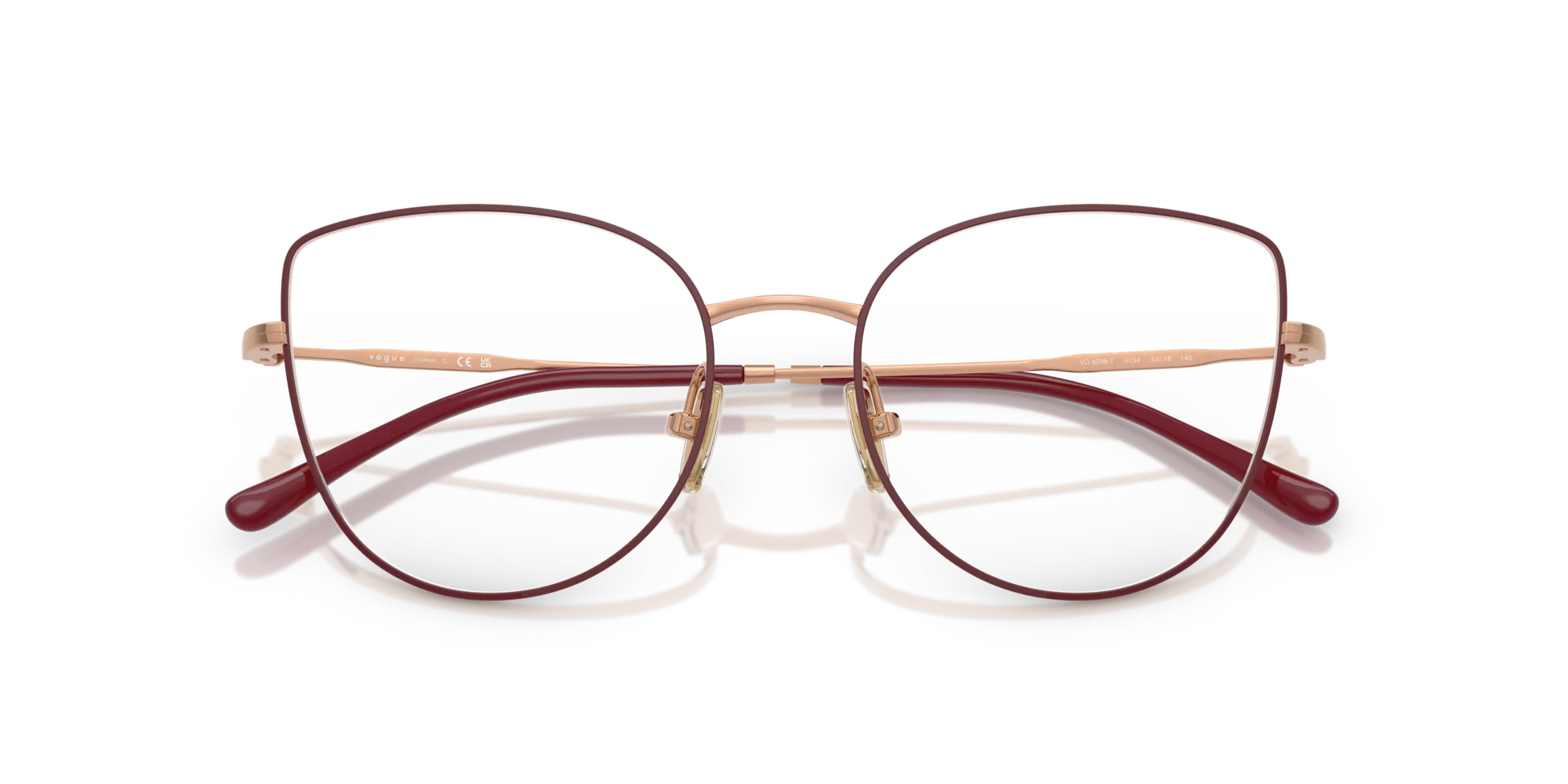 VOGUE EYEWEAR VO4298T 5194 Montature da vista Titanio Rosso Cat Eye Normale - immagine 2