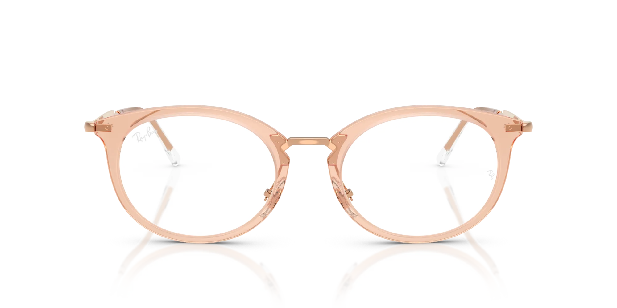 Ray - Ban RX7255 8124 Montature da vista Nylon Marrone Trasparente Rotonda Normale - immagine 3