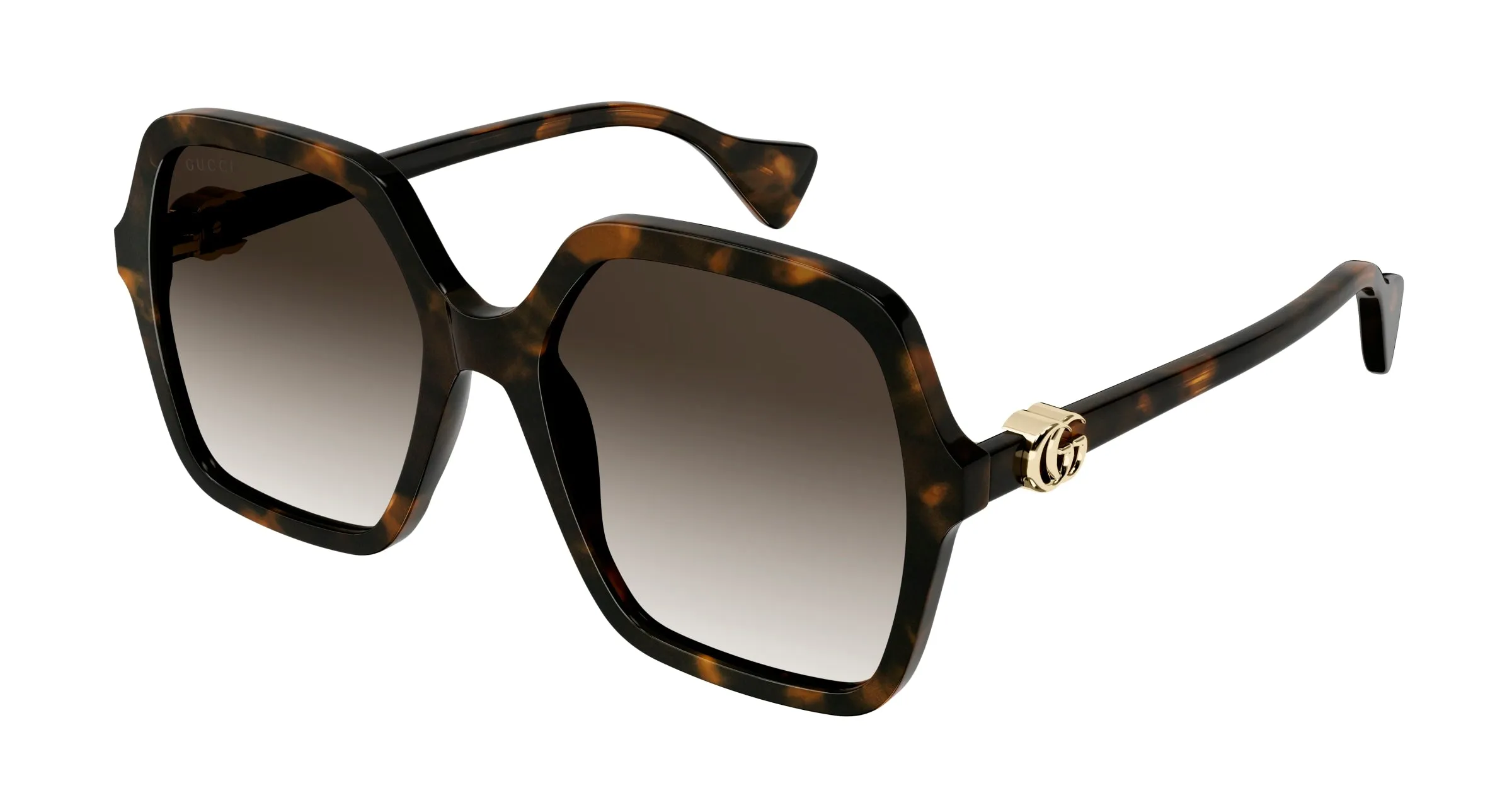 Gucci GG1072S 002 Occhiali da sole Acetato Havana Marrone Squadrata Sfumato - immagine 1