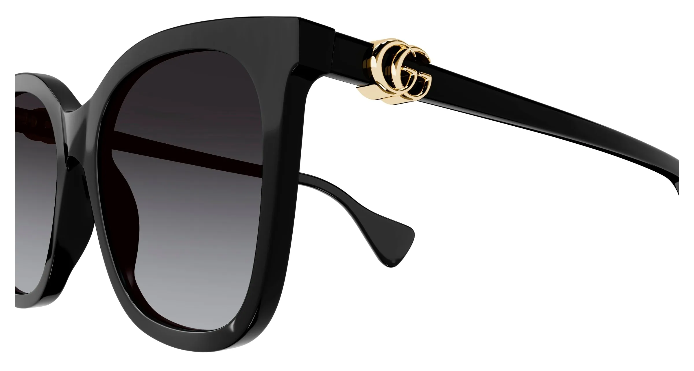Gucci GG1071S 001 Occhiali da sole Acetato Nero Grigio Cat Eye Sfumato - immagine 3