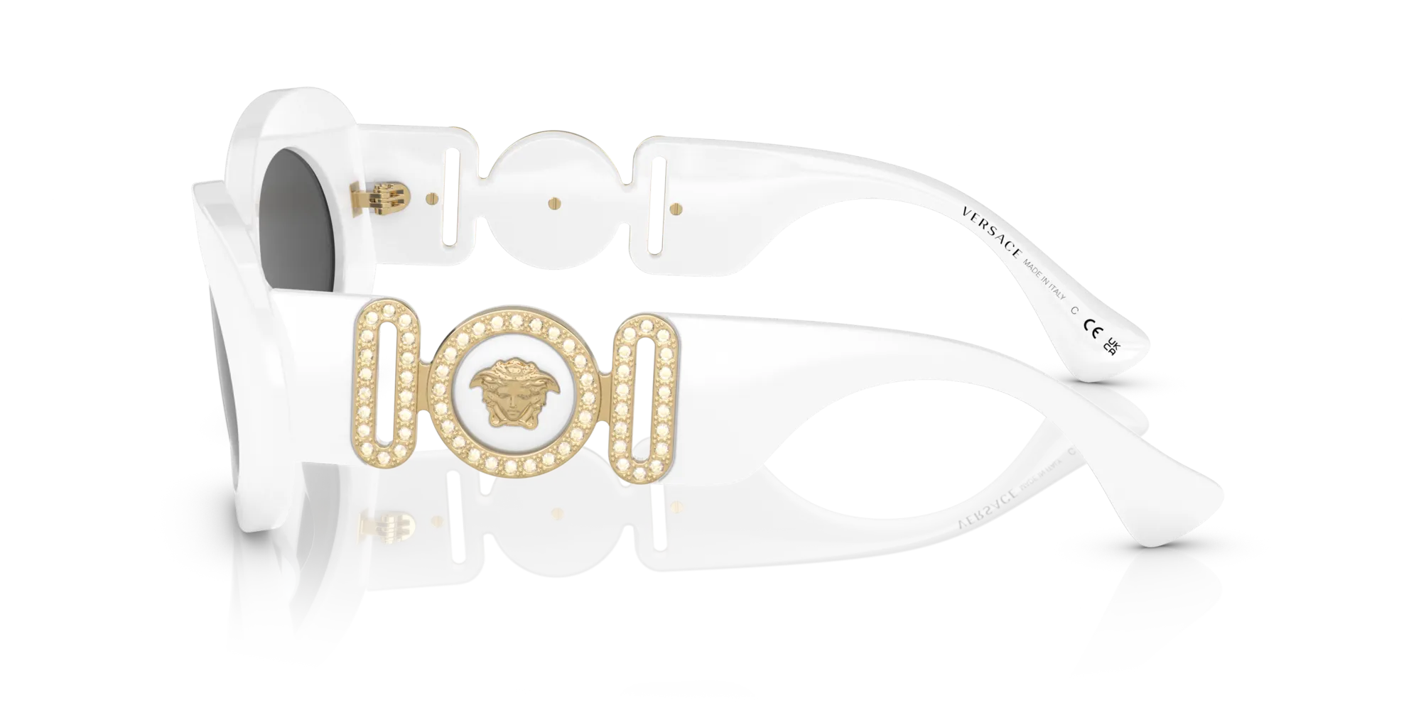 Versace VE4426BU 314/87 Occhiali da sole Acetato Bianco Grigio Rotonda Normale - immagine 4