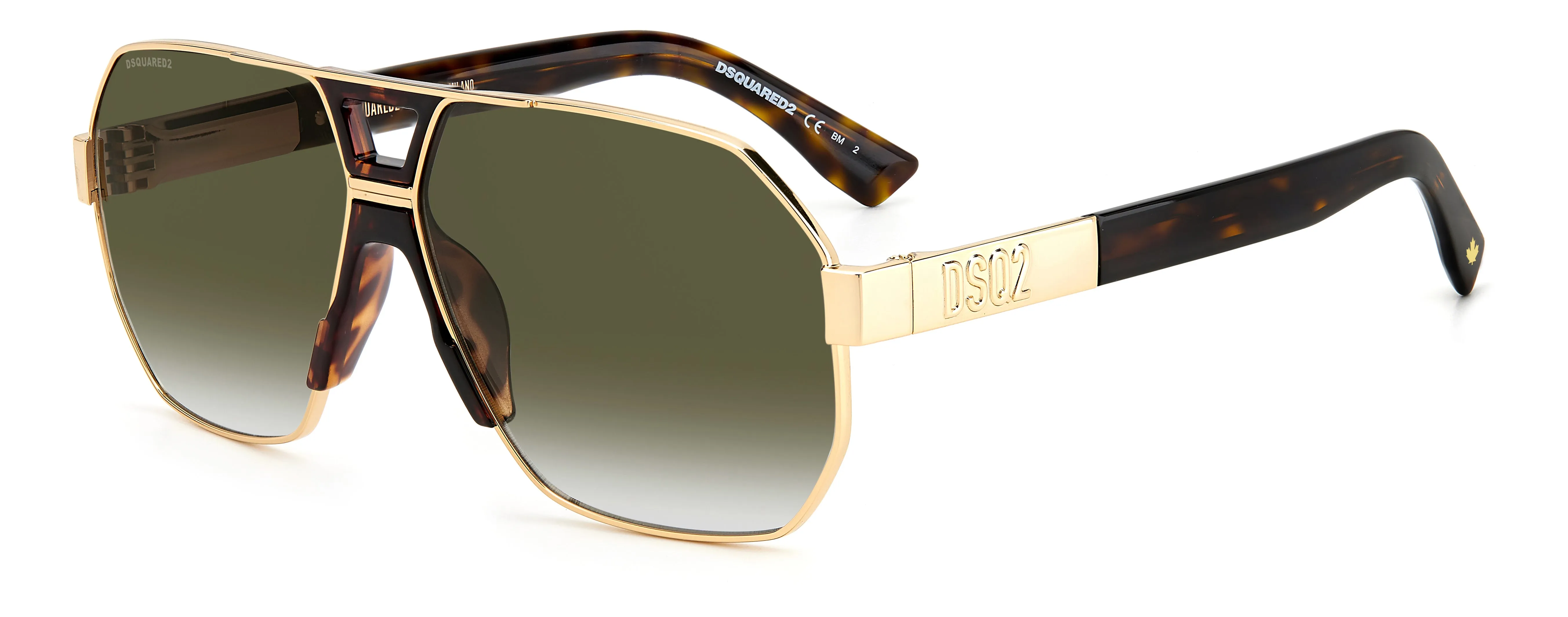 Dsquared2 D2 0028/S 06J/9K Occhiali da sole Metallo Oro Verde Geometrica Sfumato - immagine 1