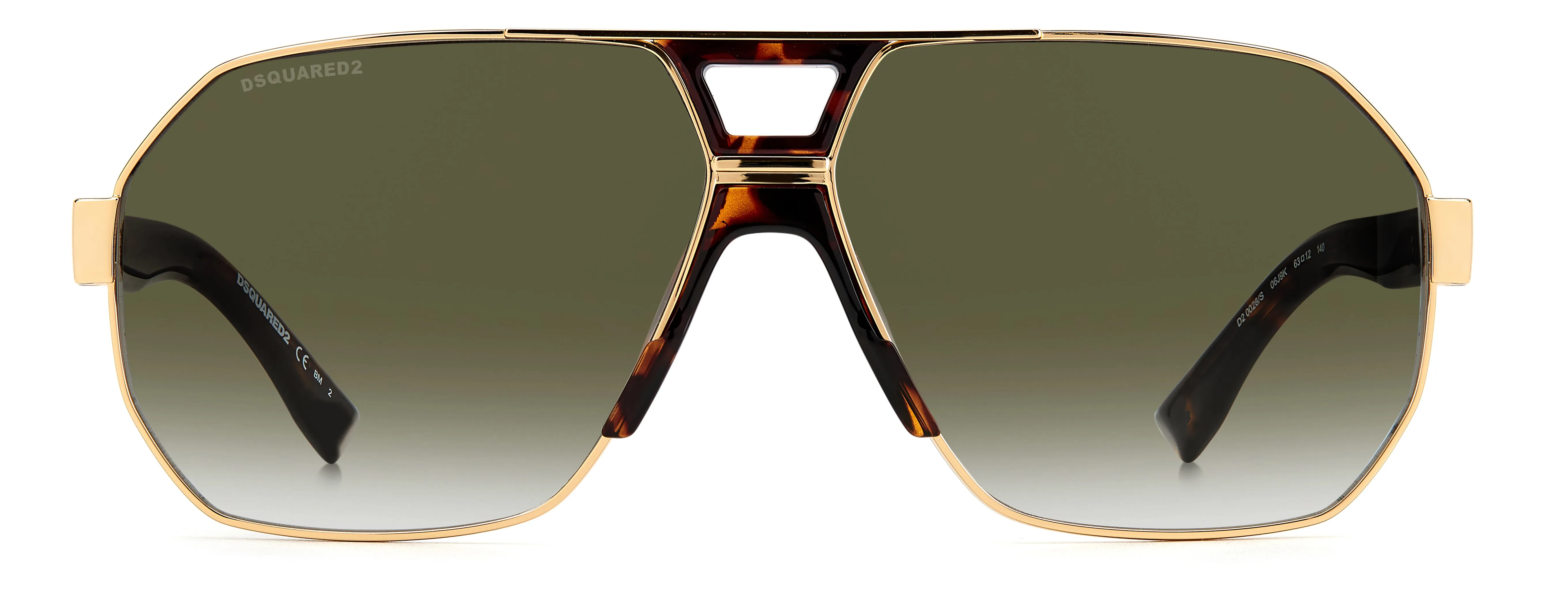 Dsquared2 D2 0028/S 06J/9K Occhiali da sole Metallo Oro Verde Geometrica Sfumato - immagine 2
