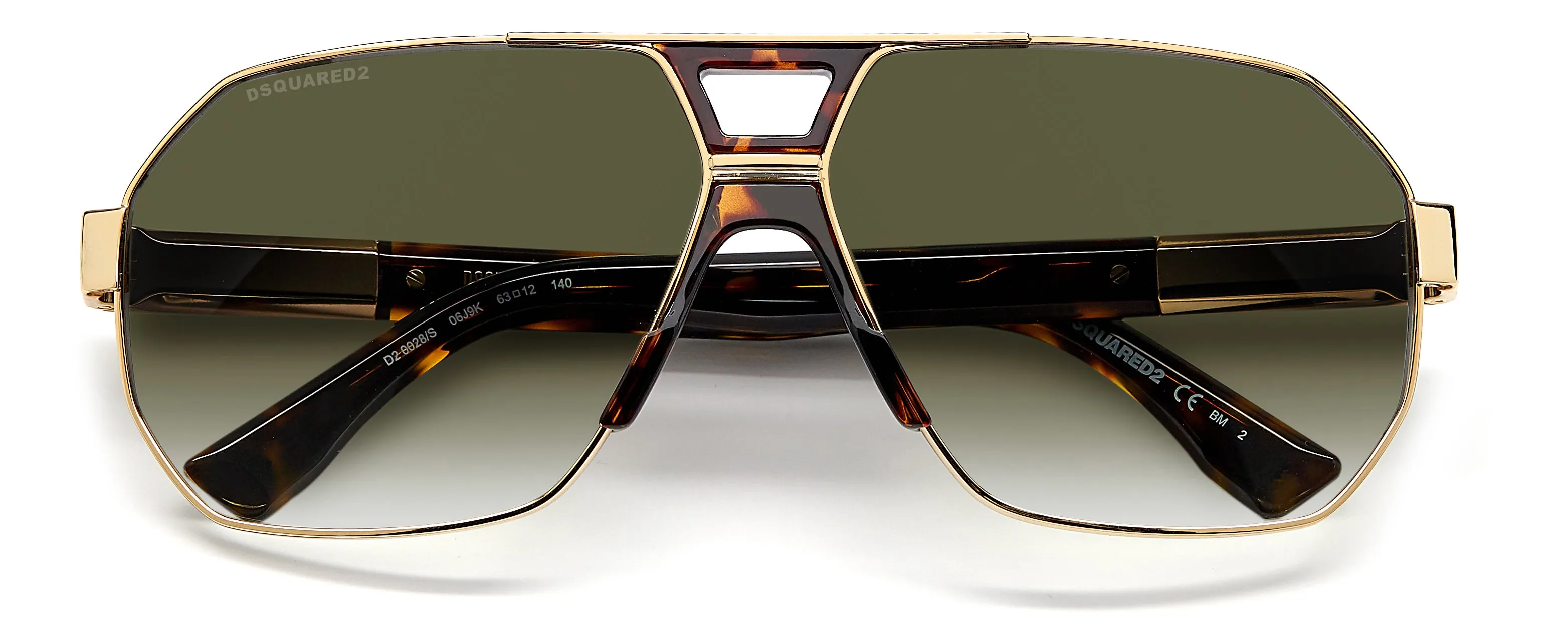 Dsquared2 D2 0028/S 06J/9K Occhiali da sole Metallo Oro Verde Geometrica Sfumato - immagine 3