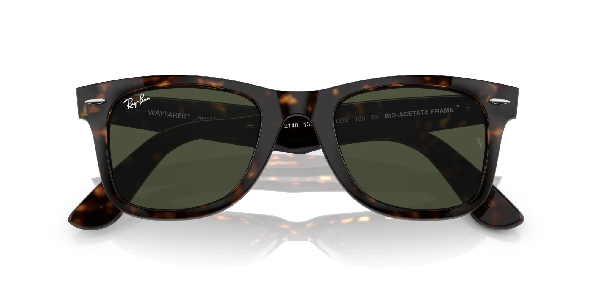 Ray - Ban RB2140 WAYFARER 135931 Occhiali da sole Acetato Tartaruga Verde Squadrata Normale - immagine 2