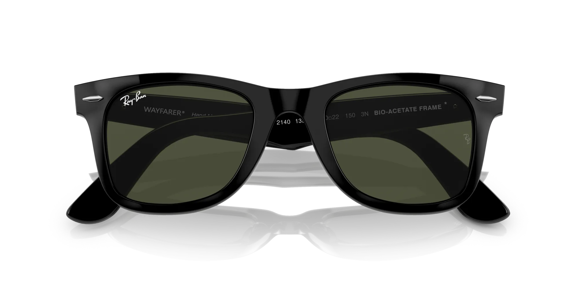 Ray - Ban RB2140 WAYFARER 135831 Occhiali da sole Acetato Nero Verde Squadrata Normale - immagine 2