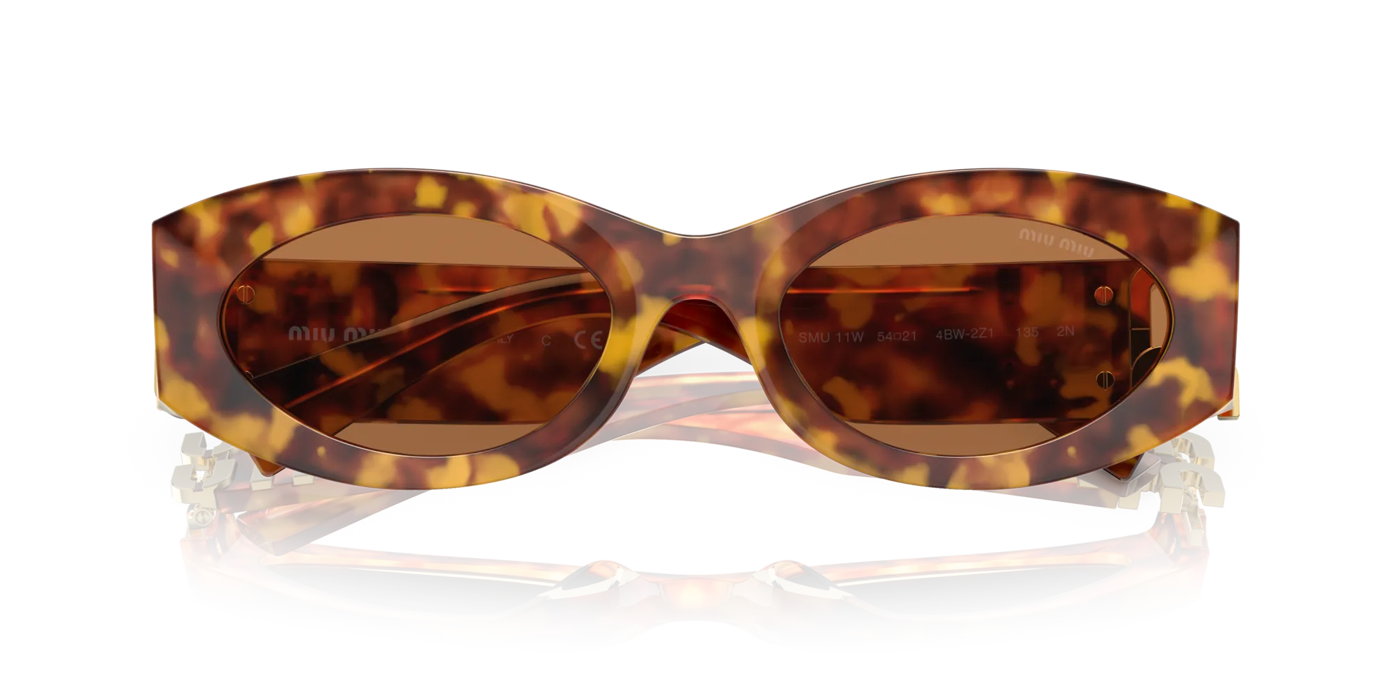 Miu Miu MU 11WS 0MU 11WS 4BW2Z1 Occhiali da sole Acetato Tartaruga Marrone Rotonda Normale - immagine 2