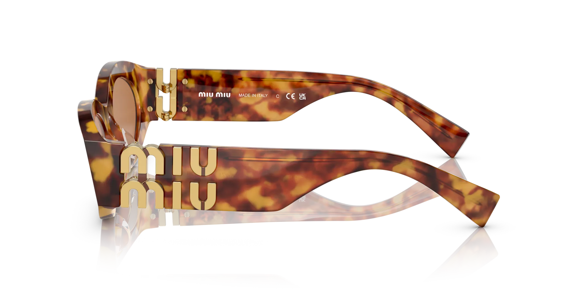 Miu Miu MU 11WS 0MU 11WS 4BW2Z1 Occhiali da sole Acetato Tartaruga Marrone Rotonda Normale - immagine 4
