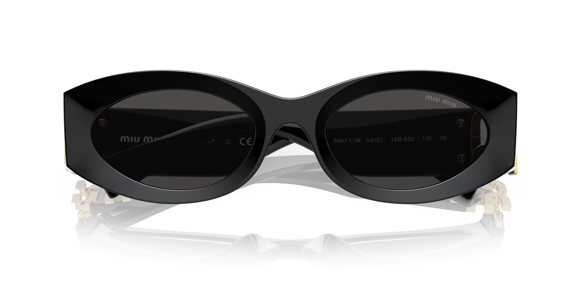 Miu Miu MU 11WS 0MU 11WS 1AB5S0 Occhiali da sole Acetato Nero Grigio Rotonda Normale - immagine 2