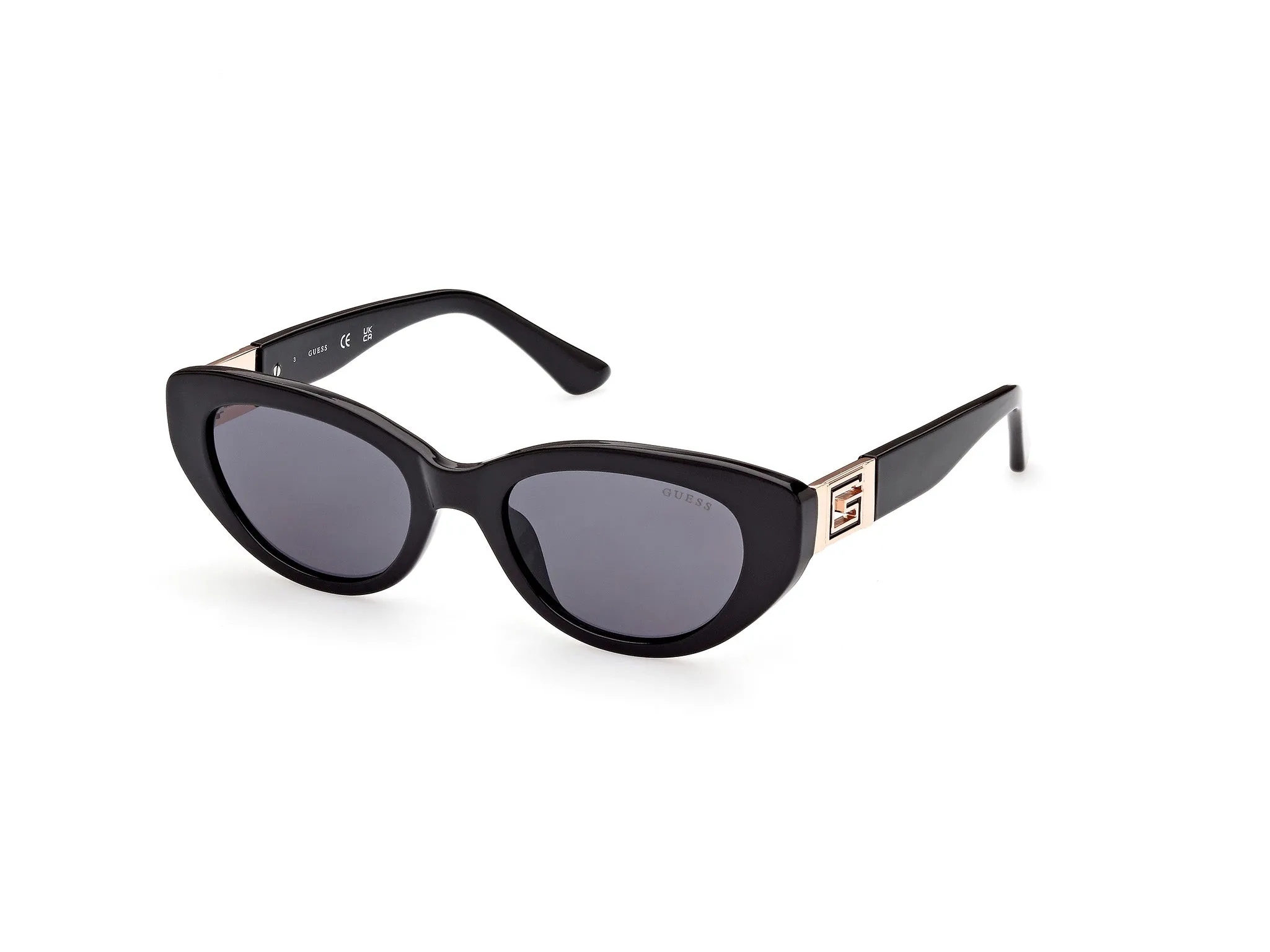 Guess GU7849 01A Occhiali da sole Iniettato Nero Grigio Rotonda Normale - immagine 1