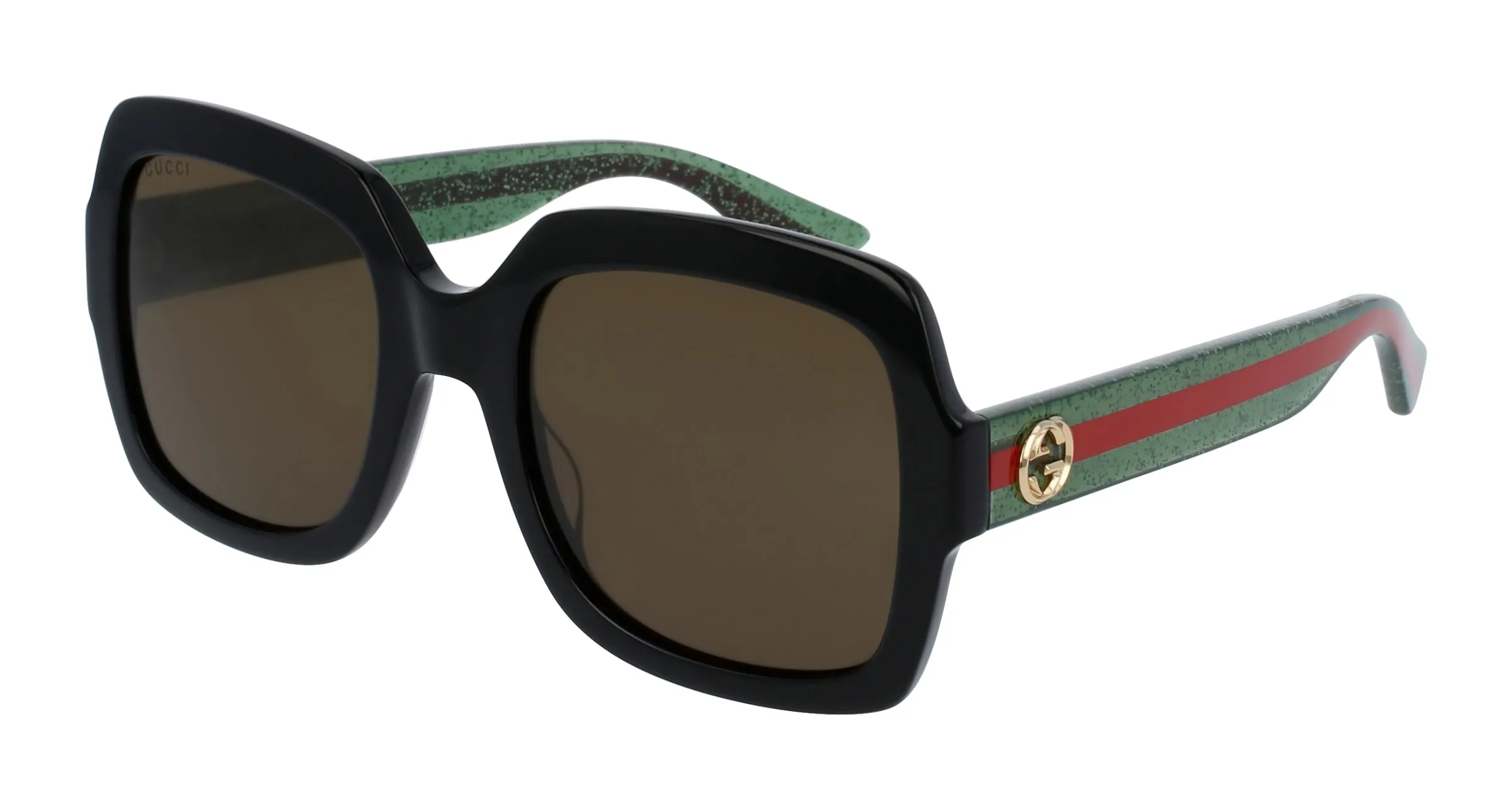 Gucci GG0036SN 002 Occhiali da sole Acetato Nero Marrone Squadrata Normale - immagine 1