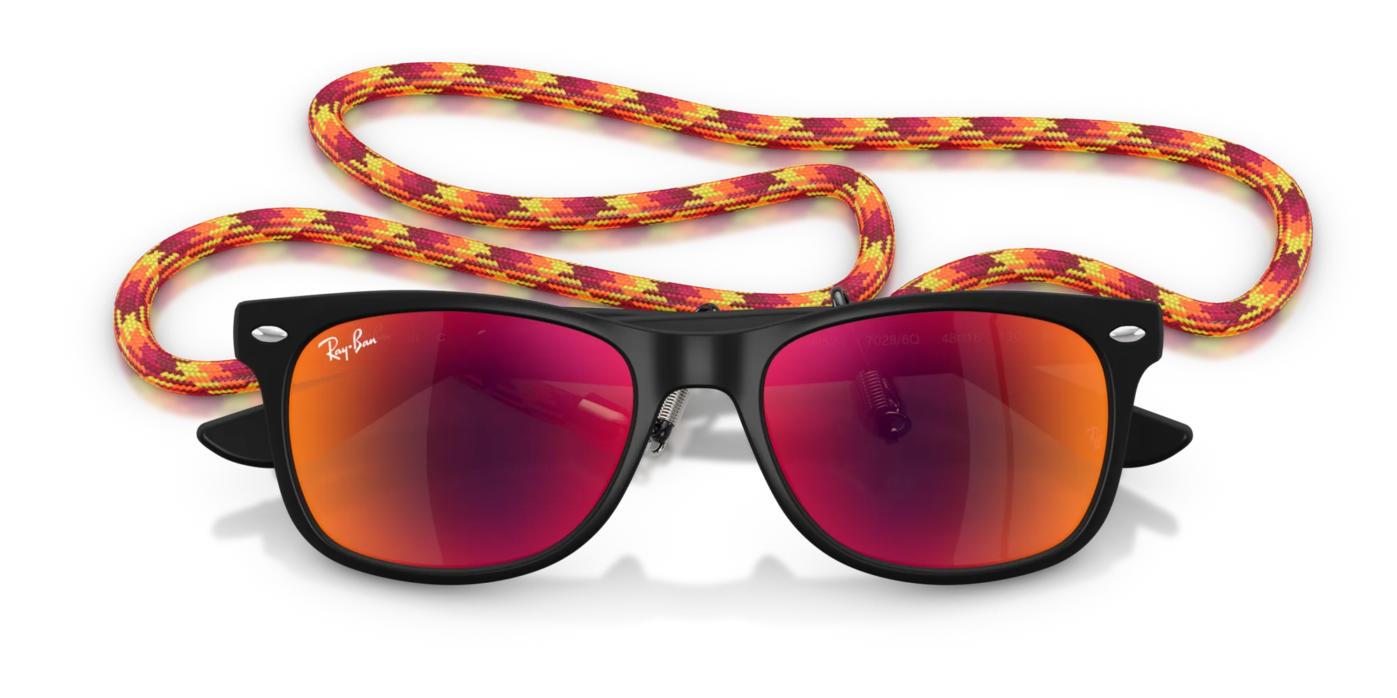 Ray - Ban RJ9052S JUNIOR NEW WAYFARER 70286Q Occhiali da sole bambino Nylon Nero Marrone Squadrata Specchiate - immagine 2