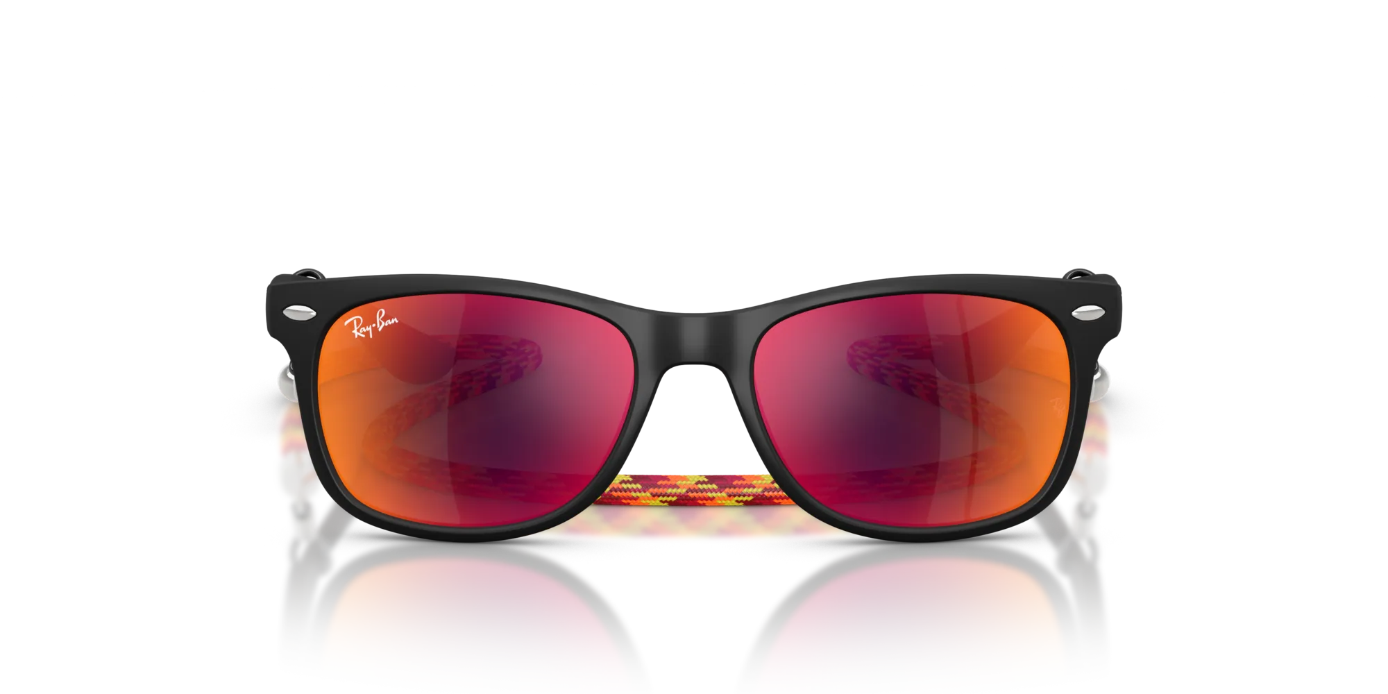 Ray - Ban RJ9052S JUNIOR NEW WAYFARER 70286Q Occhiali da sole bambino Nylon Nero Marrone Squadrata Specchiate - immagine 3