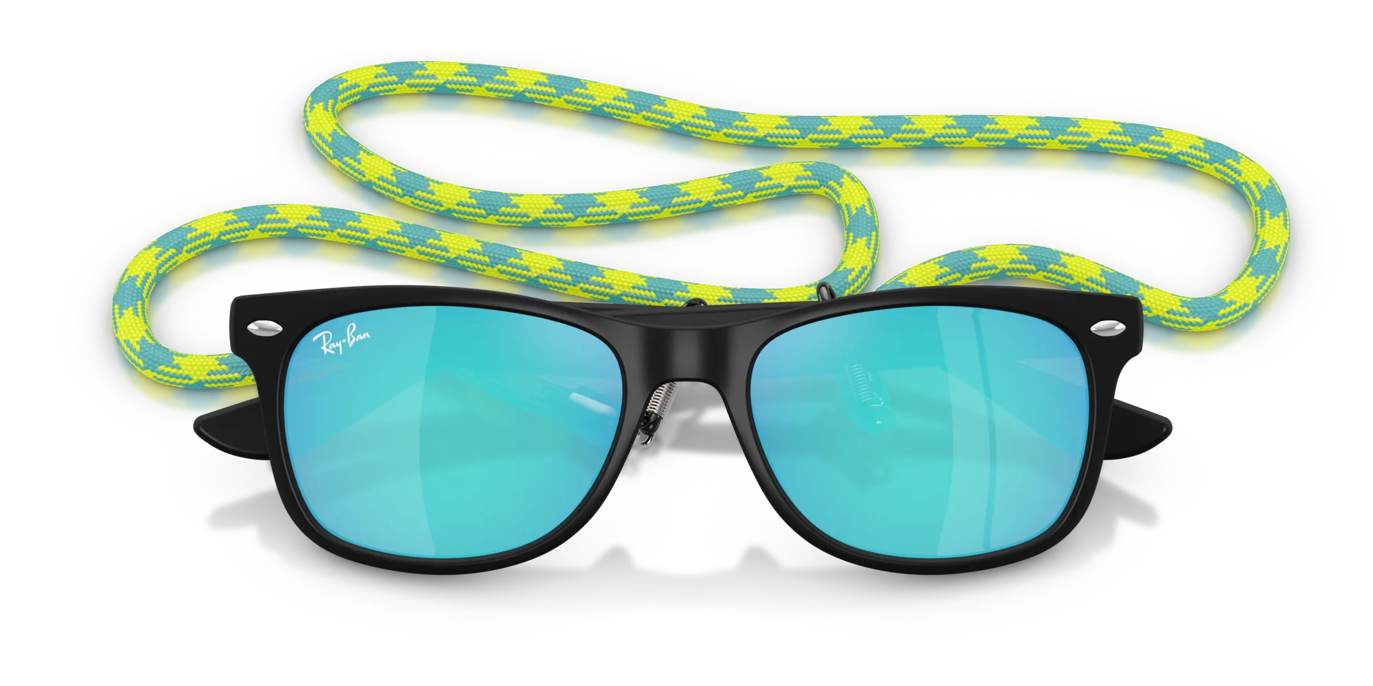 Ray - Ban RJ9052S JUNIOR NEW WAYFARER 702855 Occhiali da sole bambino Nylon Nero Verde Squadrata Specchiate - immagine 2