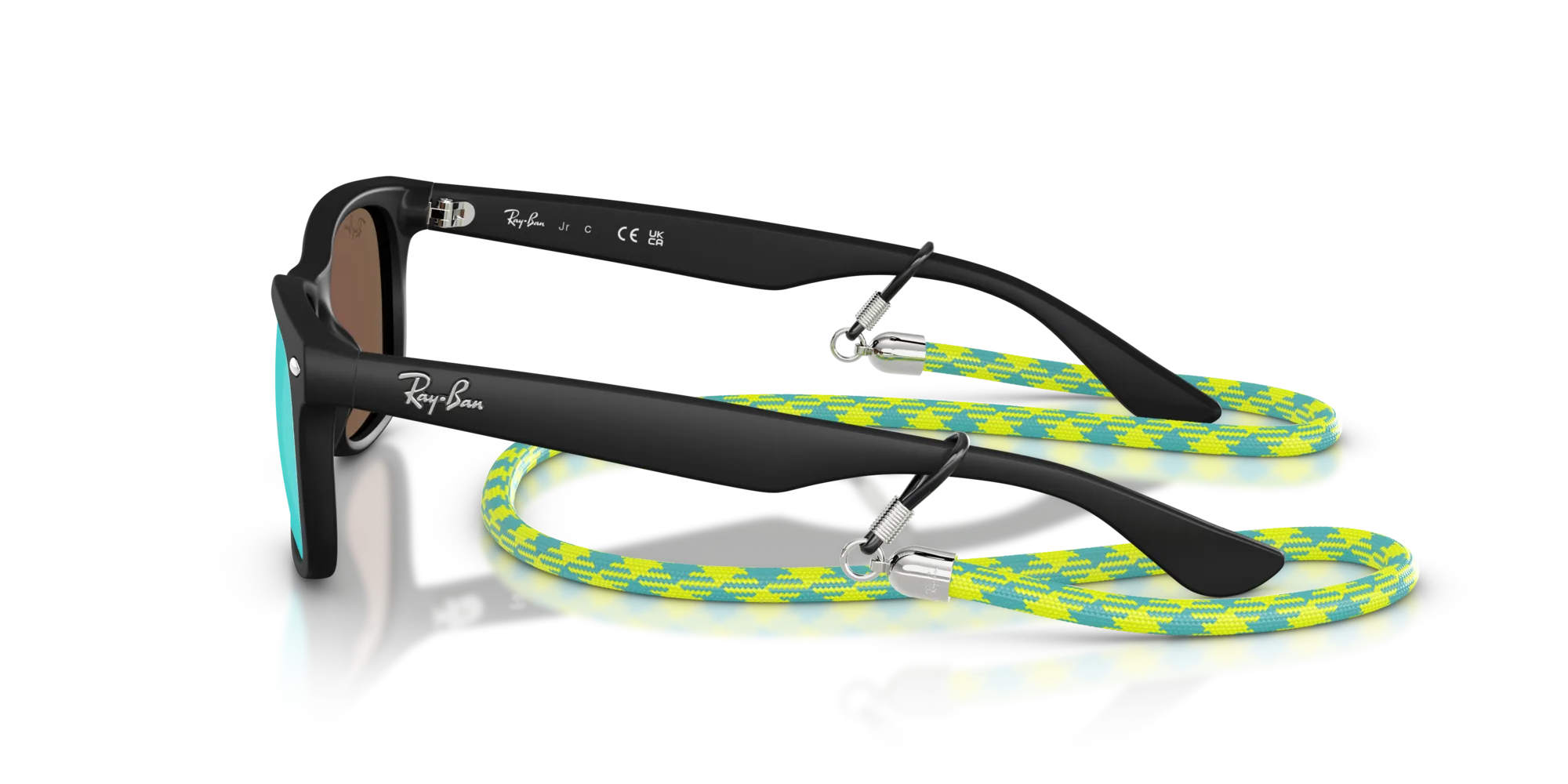 Ray - Ban RJ9052S JUNIOR NEW WAYFARER 702855 Occhiali da sole bambino Nylon Nero Verde Squadrata Specchiate - immagine 4
