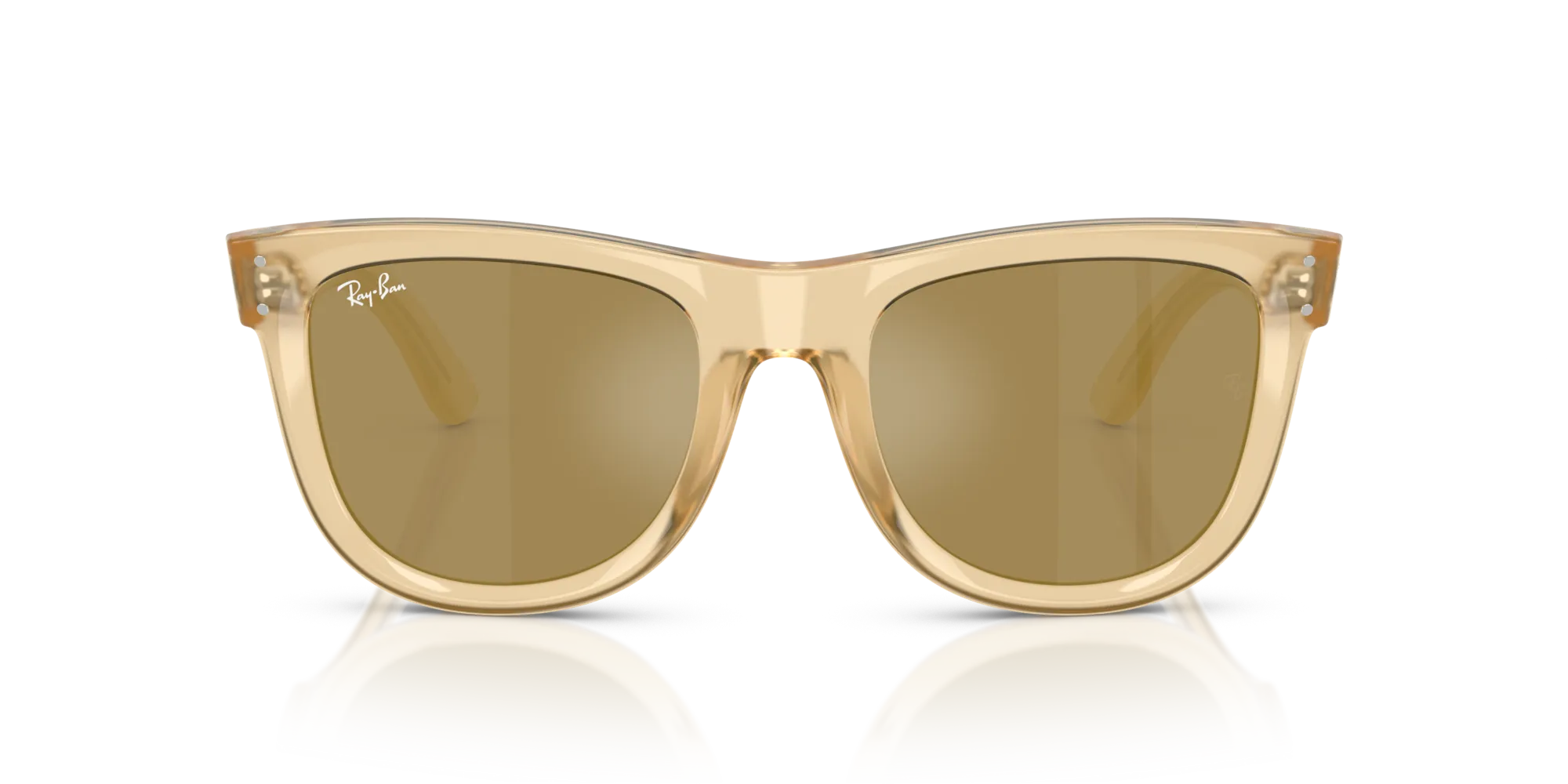 Ray - Ban RBR0502S WAYFARER REVERSE 68215A Occhiali da sole Acetato Giallo Marrone Squadrata Specchiate - immagine 3