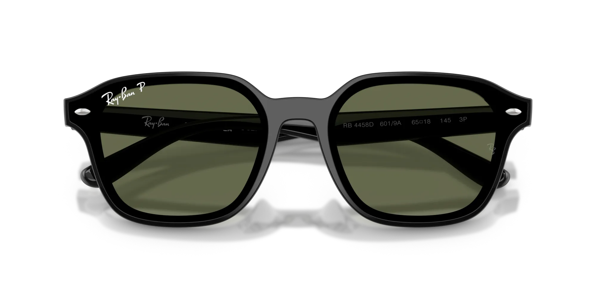 Ray - Ban RB4458D 601/9A Occhiali da sole Nylon Nero Verde Squadrata Polarizzata - immagine 2