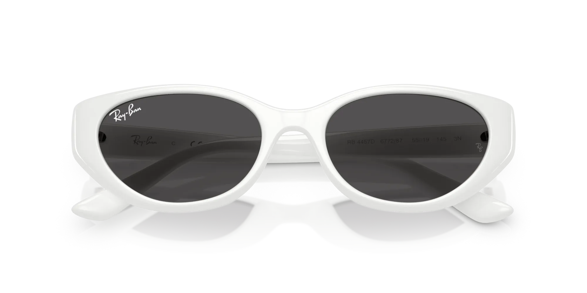 Ray - Ban RB4457D 677287 Occhiali da sole Iniettato Bianco Grigio Pillow Normale - immagine 2
