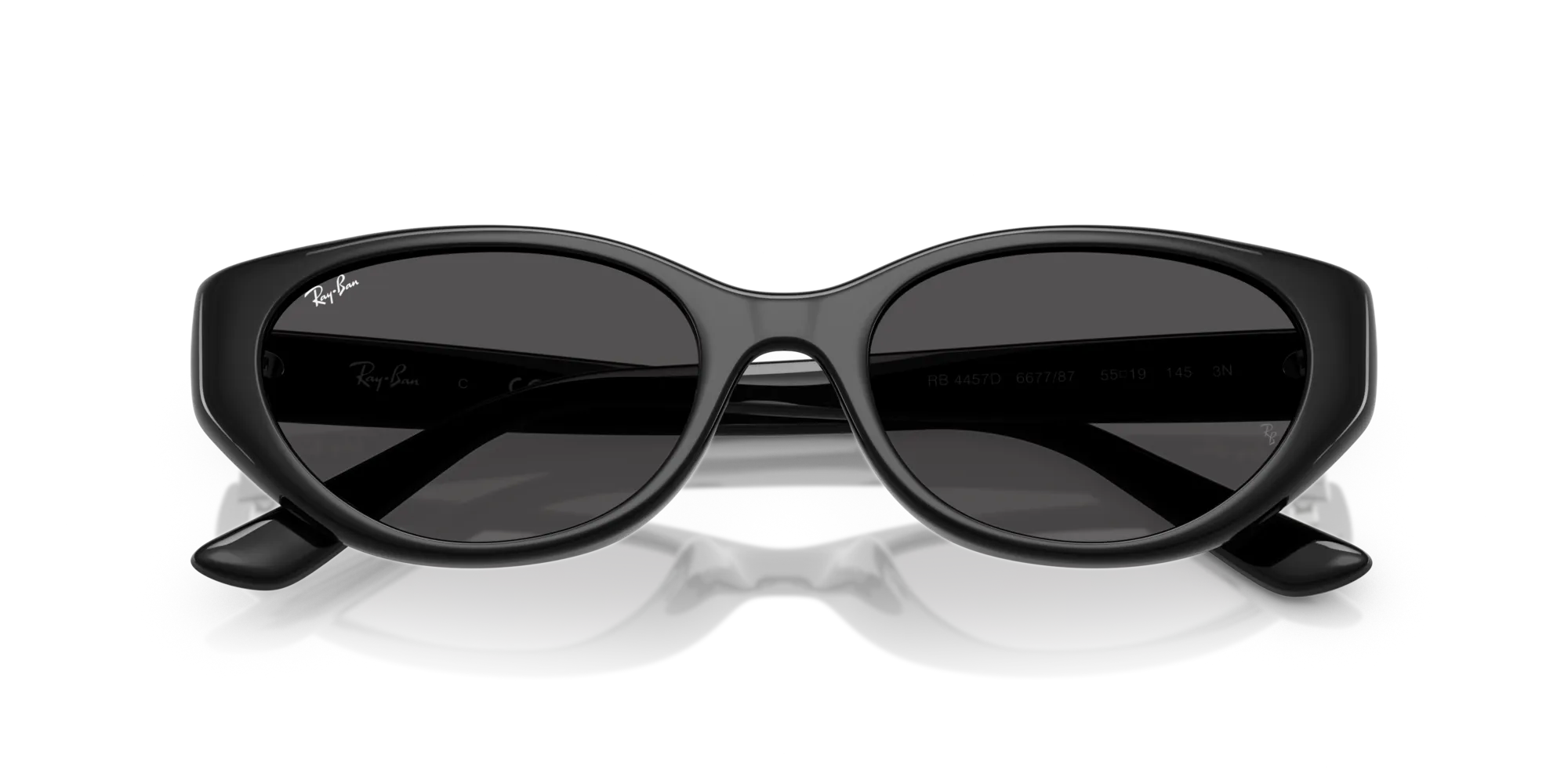 Ray - Ban RB4457D 667787 Occhiali da sole Iniettato Nero Grigio Pillow Normale - immagine 2
