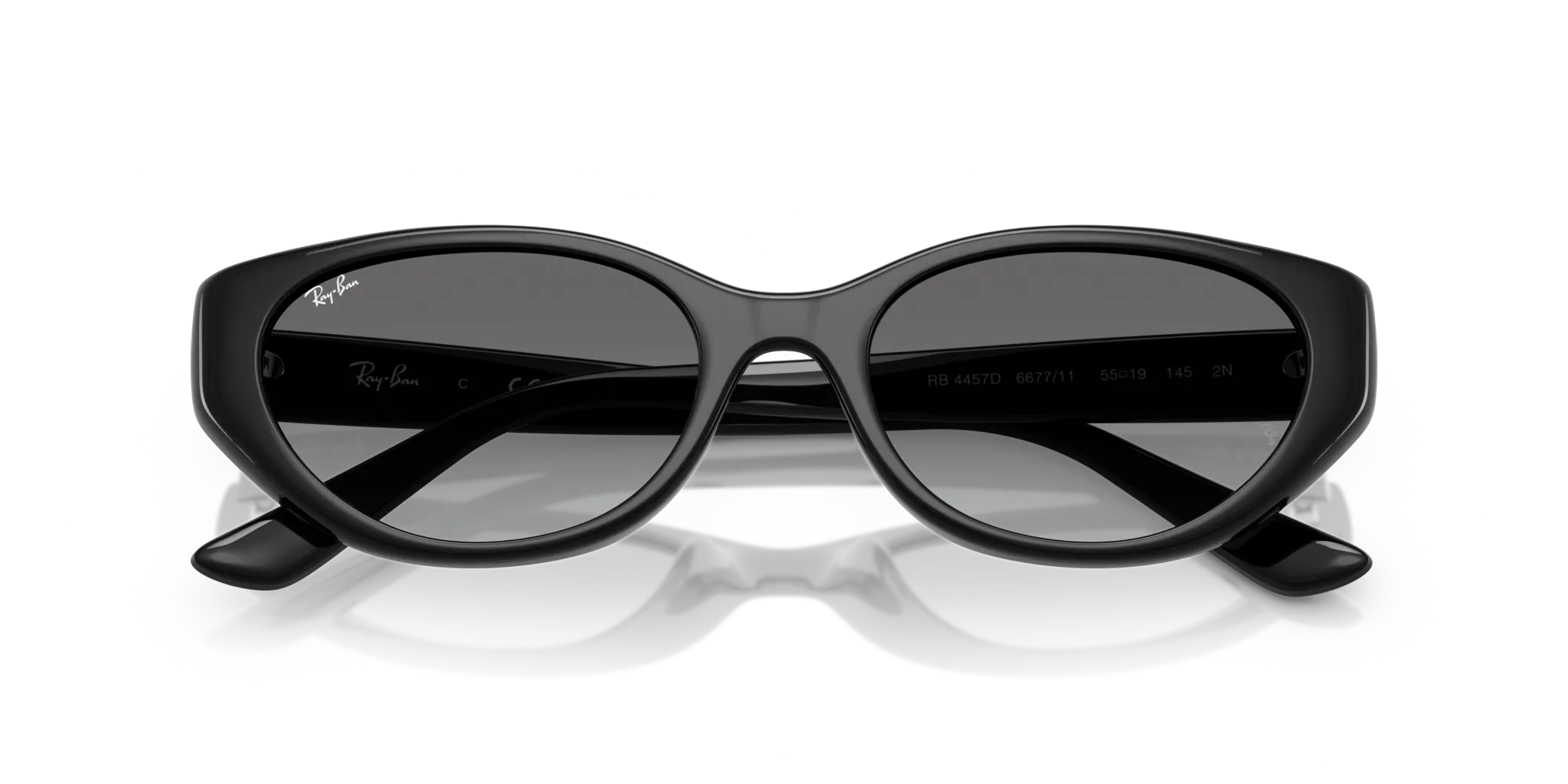 Ray - Ban RB4457D 667711 Occhiali da sole Iniettato Nero Grigio Pillow Normale Sfumato - immagine 2