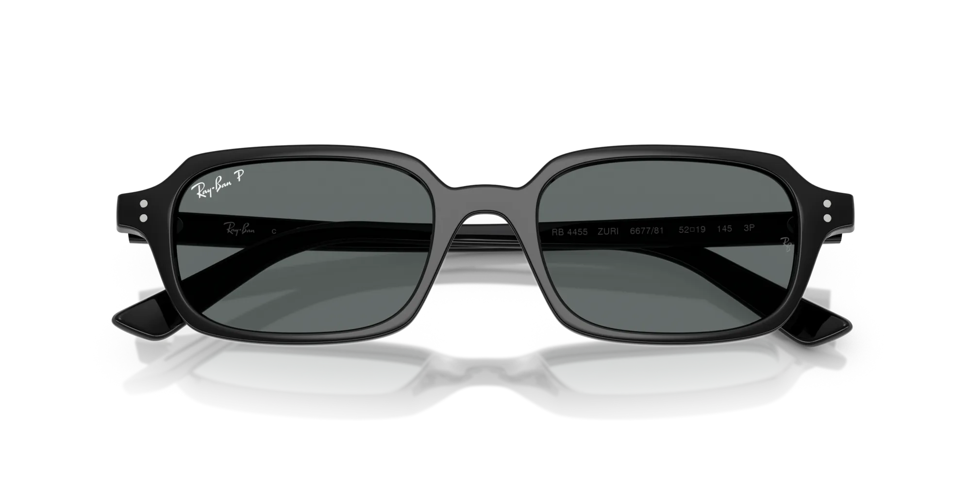 Ray - Ban RB4455 ZURI 667781 Occhiali da sole Iniettato Nero Grigio Pillow Polarizzata - immagine 2
