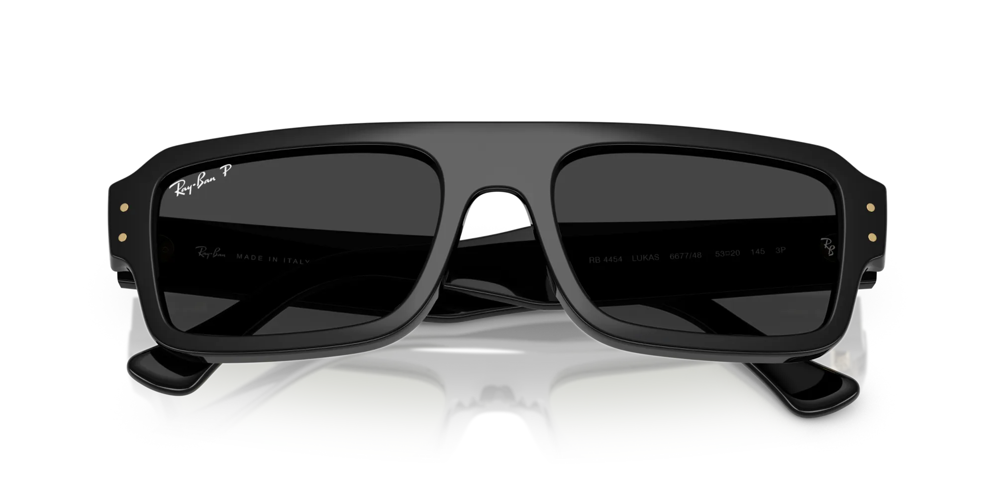 Ray - Ban RB4454 FLACKO 667748 Occhiali da sole Acetato Nero Grigio Squadrata Polarizzata - immagine 2