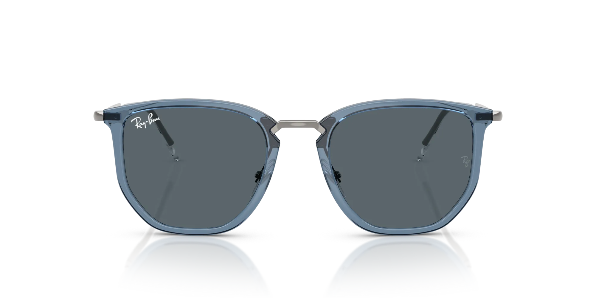 Ray - Ban RB4451 6803R5 Occhiali da sole Nylon Blu Blu Geometrica Normale - immagine 3