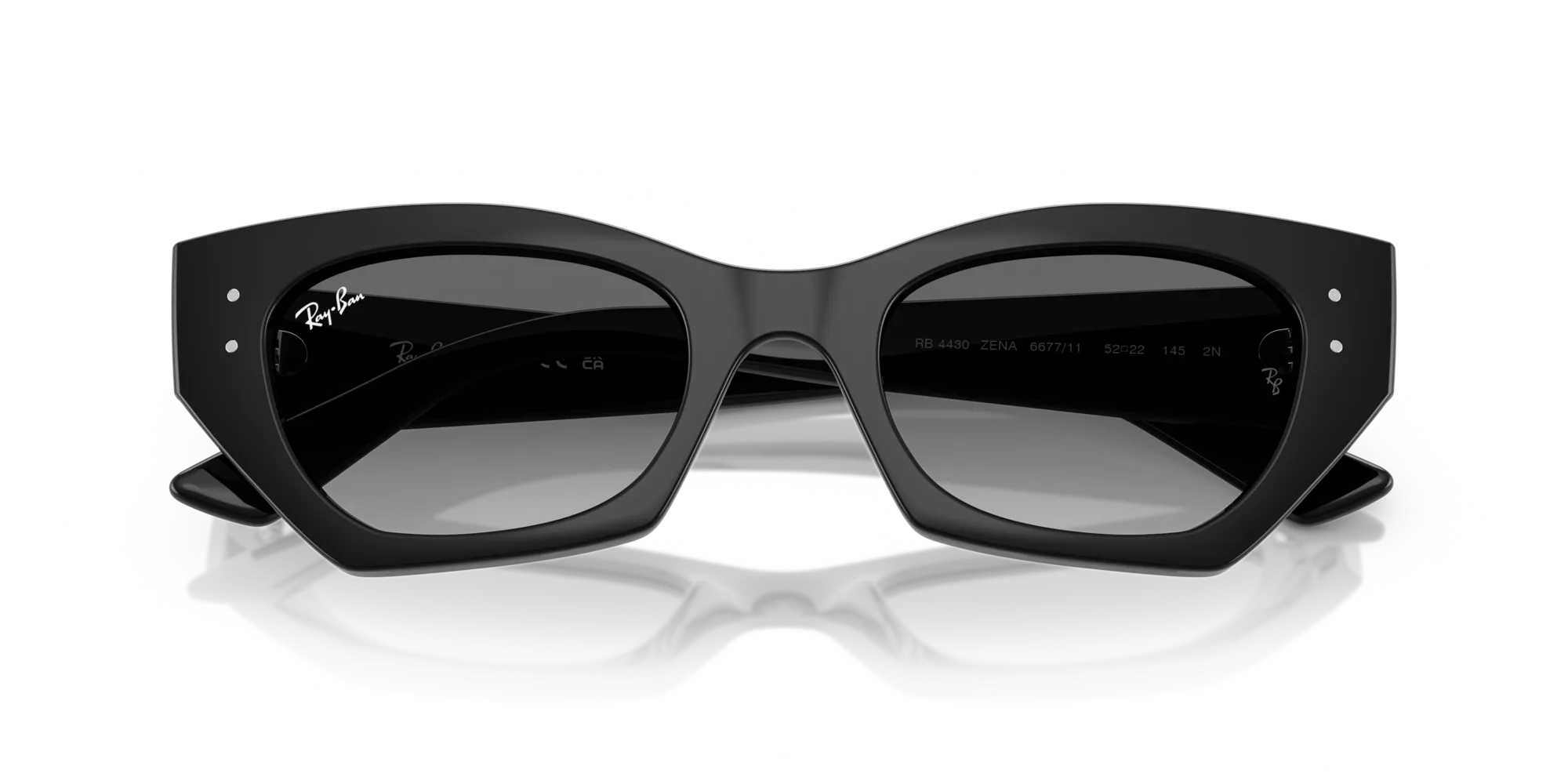 Ray - Ban RB4430 ZENA 667711 Occhiali da sole Iniettato Nero Grigio Geometrica Normale Sfumato - immagine 2