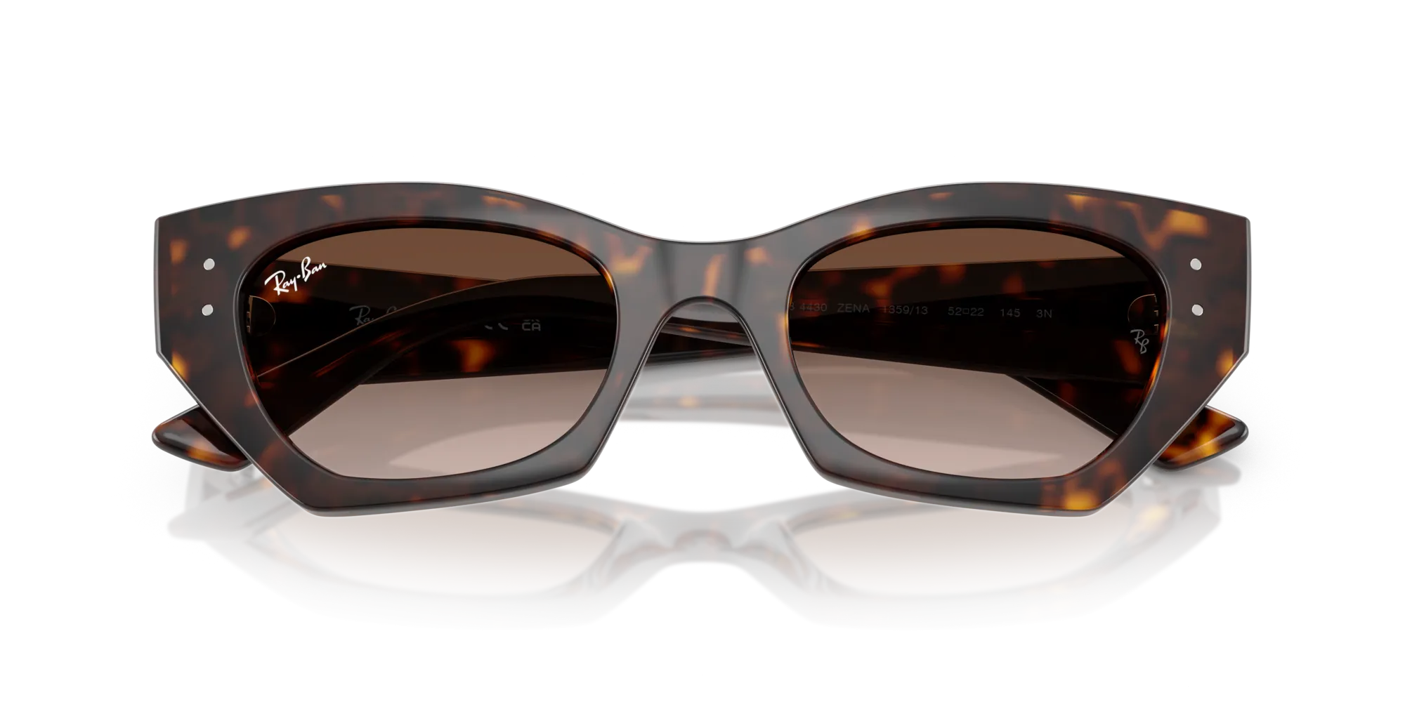 Ray - Ban RB4430 ZENA 135913 Occhiali da sole Iniettato Tartaruga Marrone Geometrica Normale Sfumato - immagine 2