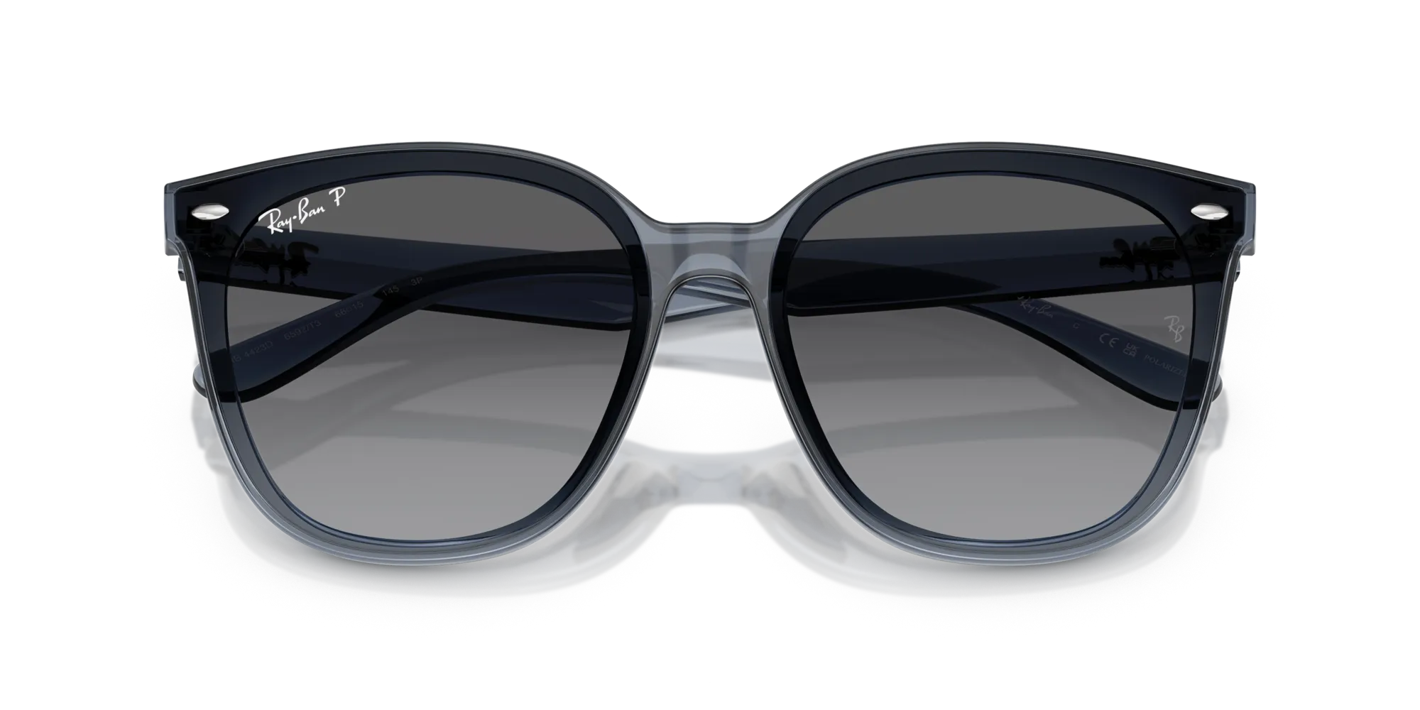 Ray - Ban RB4423D 6592T3 Occhiali da sole Iniettato Blu Grigio Squadrata Polarizzata - immagine 2