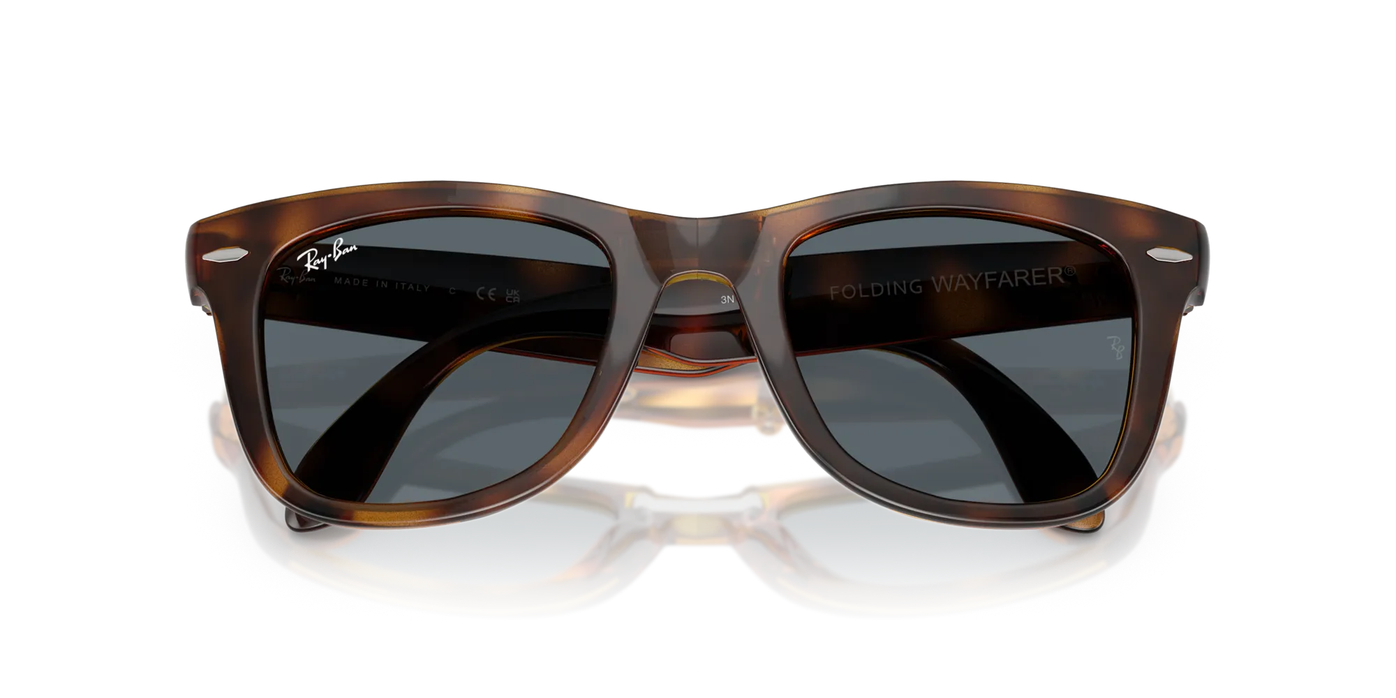 Ray - Ban RB4105 FOLDING WAYFARER 710/R5 Occhiali da sole Nylon Tartaruga Blu Squadrata Normale - immagine 2