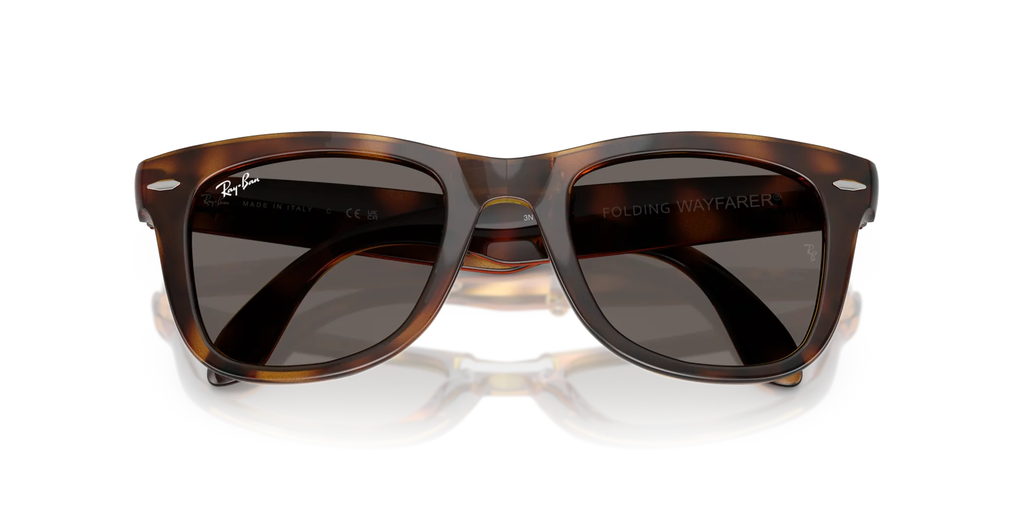 Ray - Ban RB4105 FOLDING WAYFARER 710/B1 Occhiali da sole Nylon Tartaruga Grigio Squadrata Normale - immagine 2
