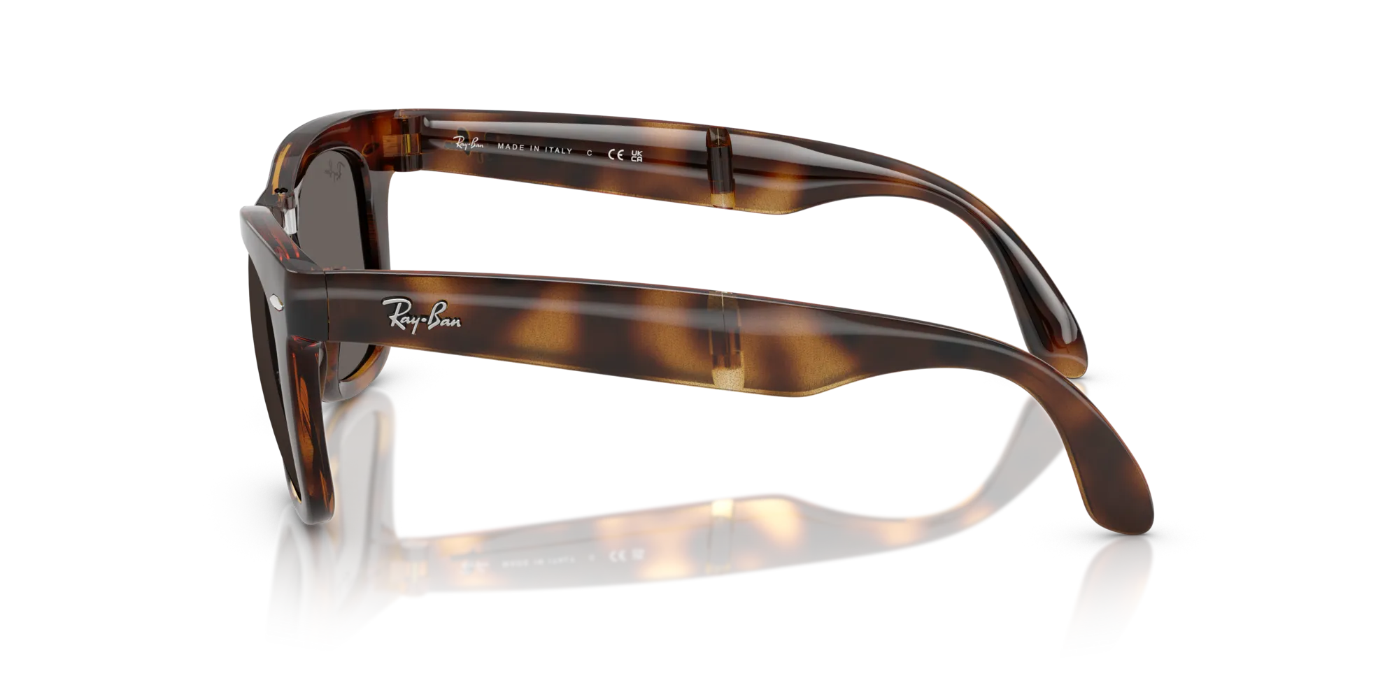 Ray - Ban RB4105 FOLDING WAYFARER 710/B1 Occhiali da sole Nylon Tartaruga Grigio Squadrata Normale - immagine 4