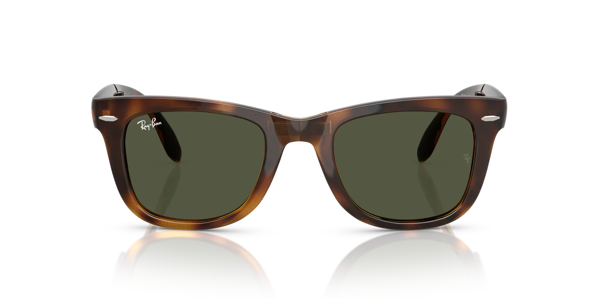 Ray - Ban RB4105 FOLDING WAYFARER 710/31 Occhiali da sole Nylon Tartaruga Verde Squadrata Normale - immagine 3