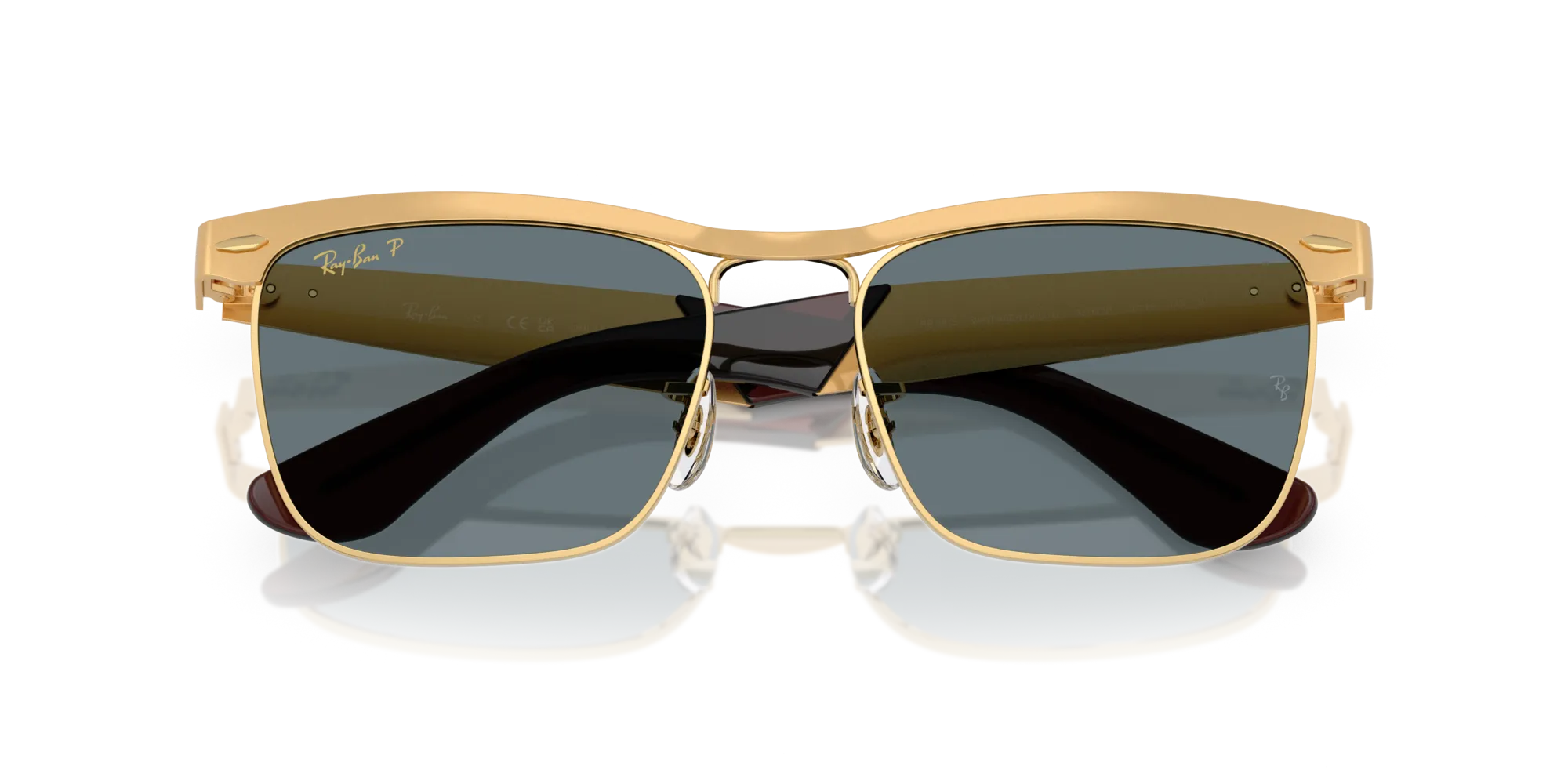 Ray - Ban RB3875 WAYFARER DELUXE 92763R Occhiali da sole Metallo Oro Blu Squadrata Polarizzata - immagine 2